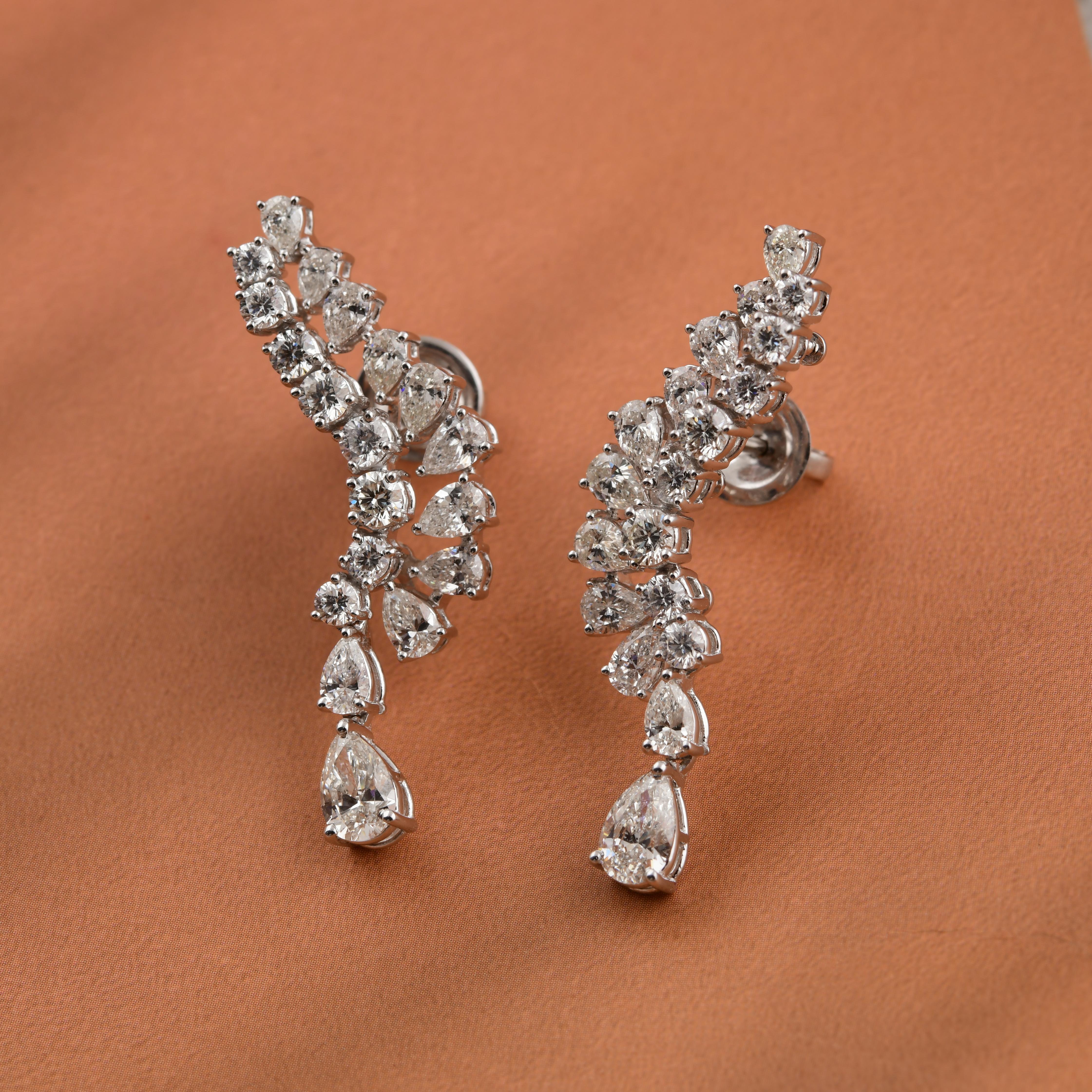Orecchini con diamanti certificati 3.49Ct SI/H in oro 14K - Tutte le tasse pagate in vendita 1