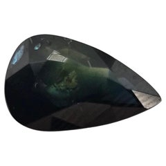 Certified 3.49ct. Teardrop Faceted Dark Green-Blue Sapphire Gemstone