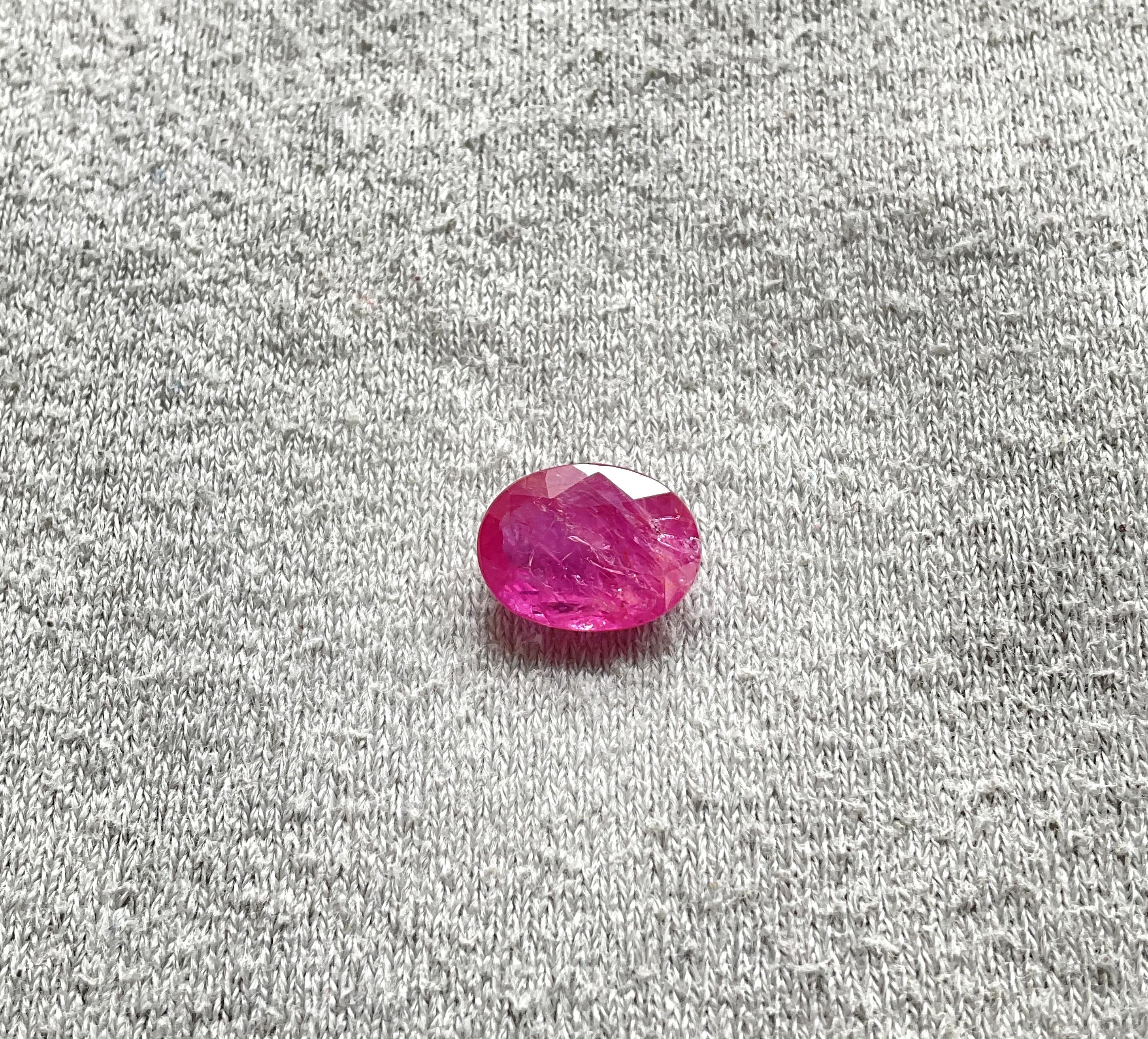 Art Deco Certified 3.51 Carats Mozambique Ruby Oval Faceted Cut stone No Heat Natural Gem For Sale