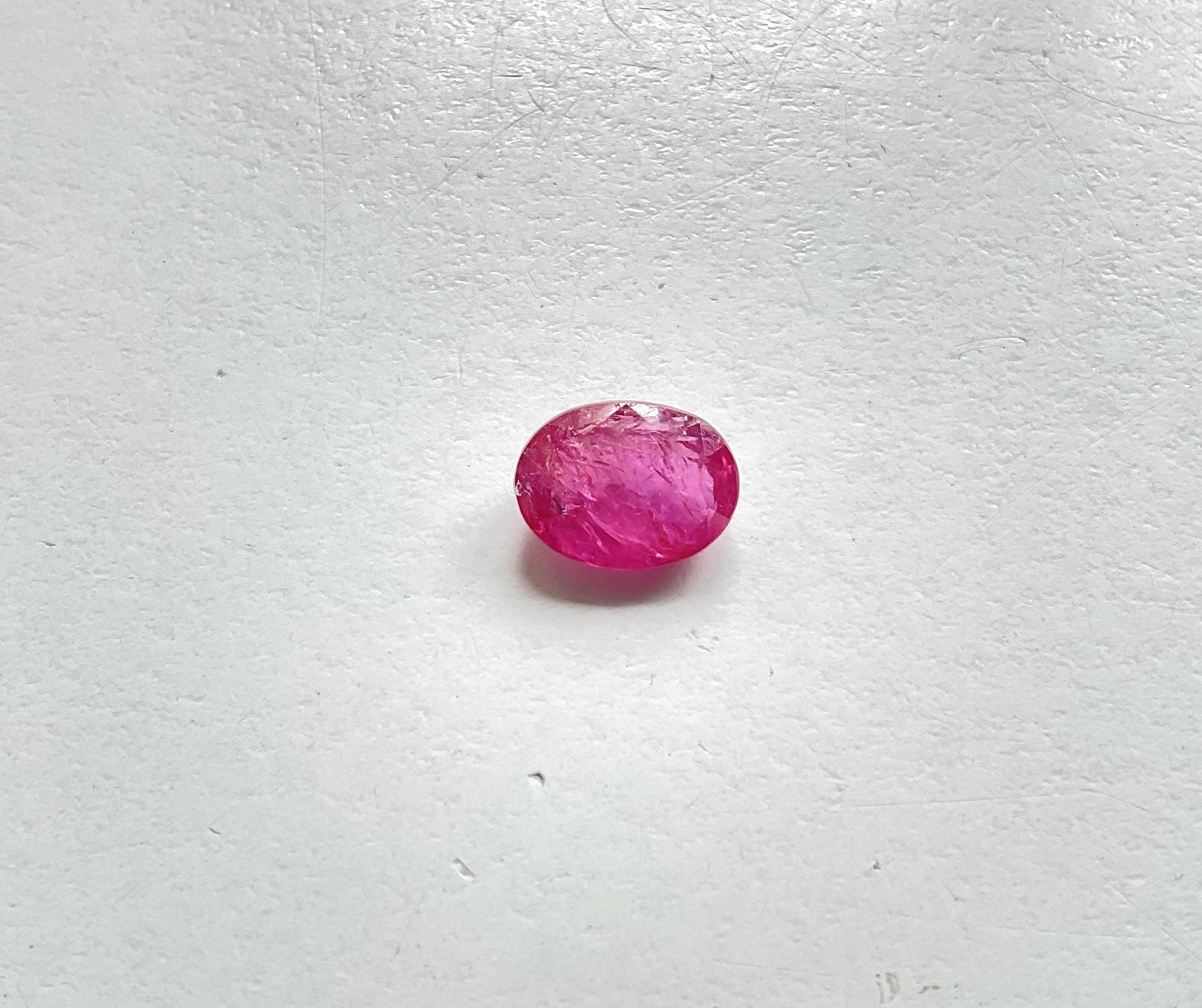 Women's or Men's Certified 3.51 Carats Mozambique Ruby Oval Faceted Cut stone No Heat Natural Gem For Sale