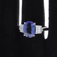 Certified 3.52 Carat Untreated Blue Sapphire and Diamond Rings