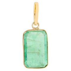 Certified 3.52ct Octagon Cut Emerald Pendant 14k Yellow Gold Fine Jewelry