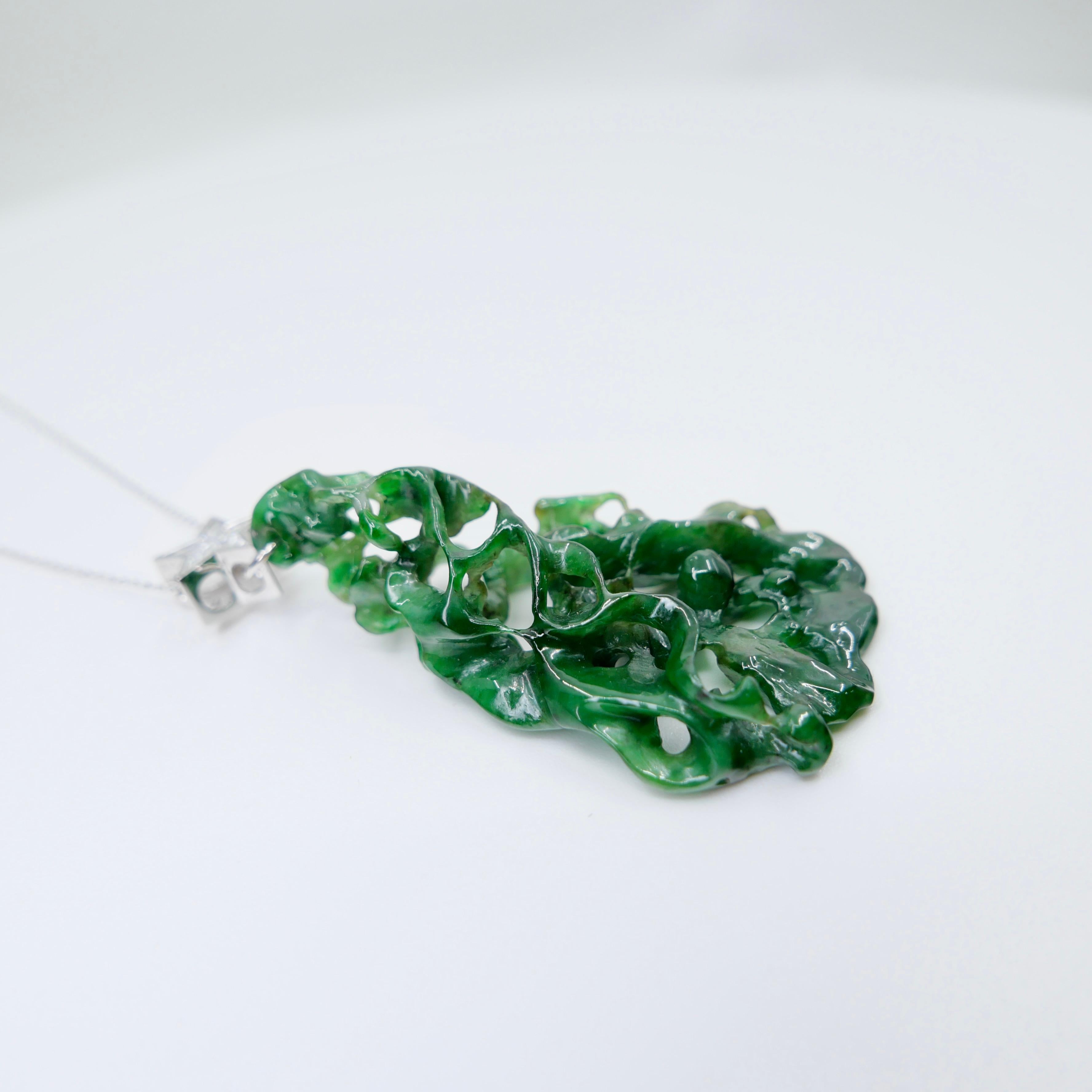 Pendentif étoile certifié 35,67 carats en jade, vert d' Evergreen Tree et diamants Le plus unique en vente 8