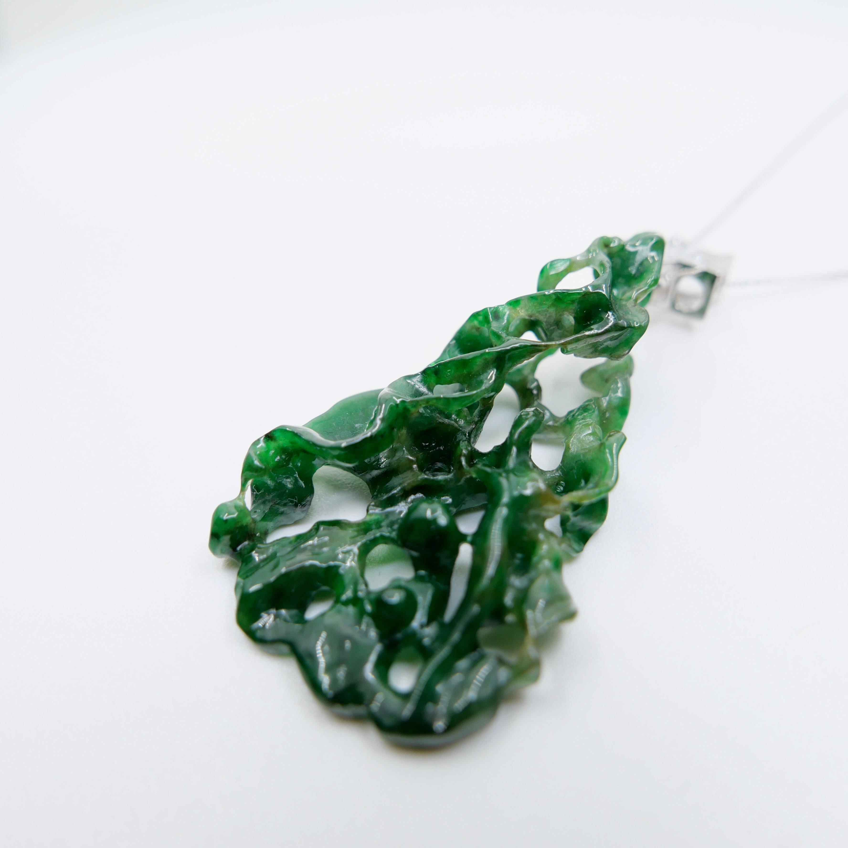 Pendentif étoile certifié 35,67 carats en jade, vert d' Evergreen Tree et diamants Le plus unique en vente 10