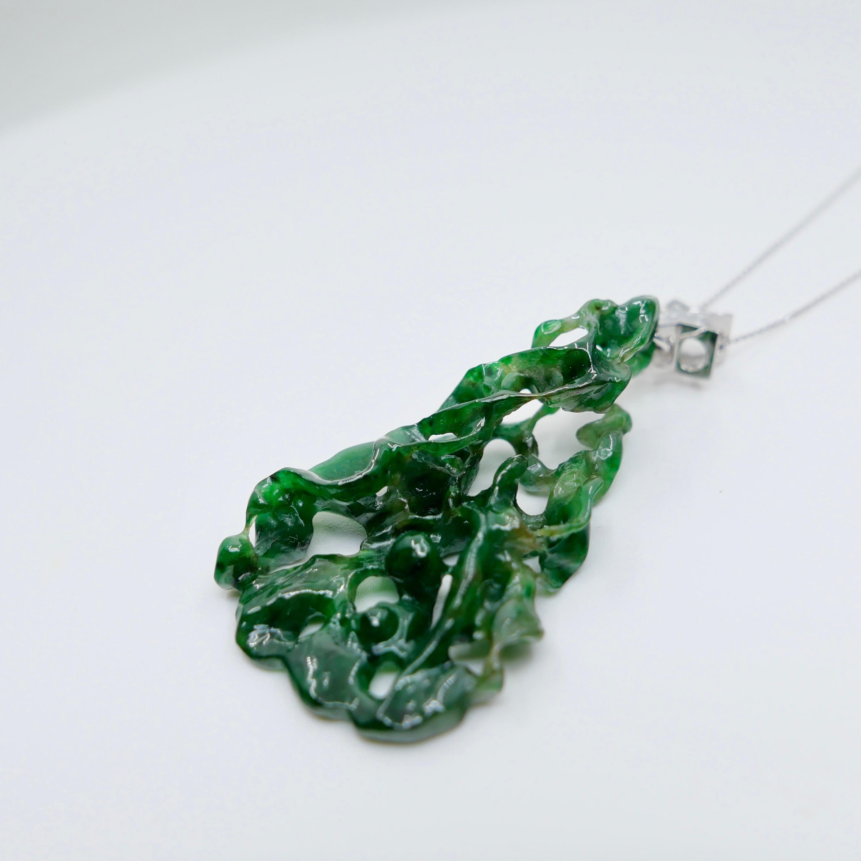Pendentif étoile certifié 35,67 carats en jade, vert d' Evergreen Tree et diamants Le plus unique en vente 13