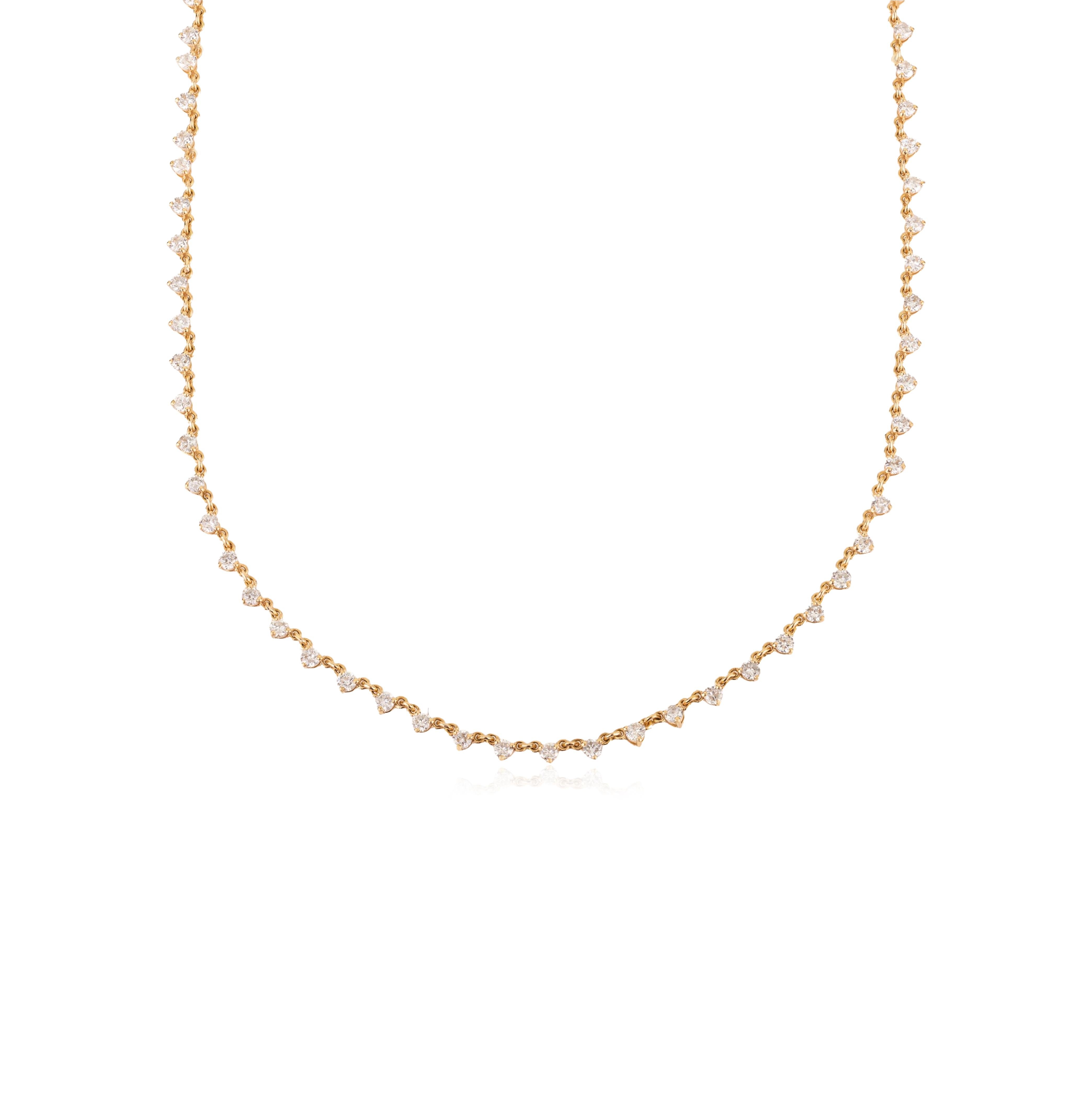 Collier Station en or jaune massif 14K certifié 3,6 ct de diamants naturels