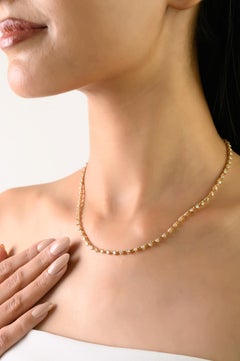 Certified 3.6 Ct Natural Diamond Station Necklace in 18K Solid Yellow Gold