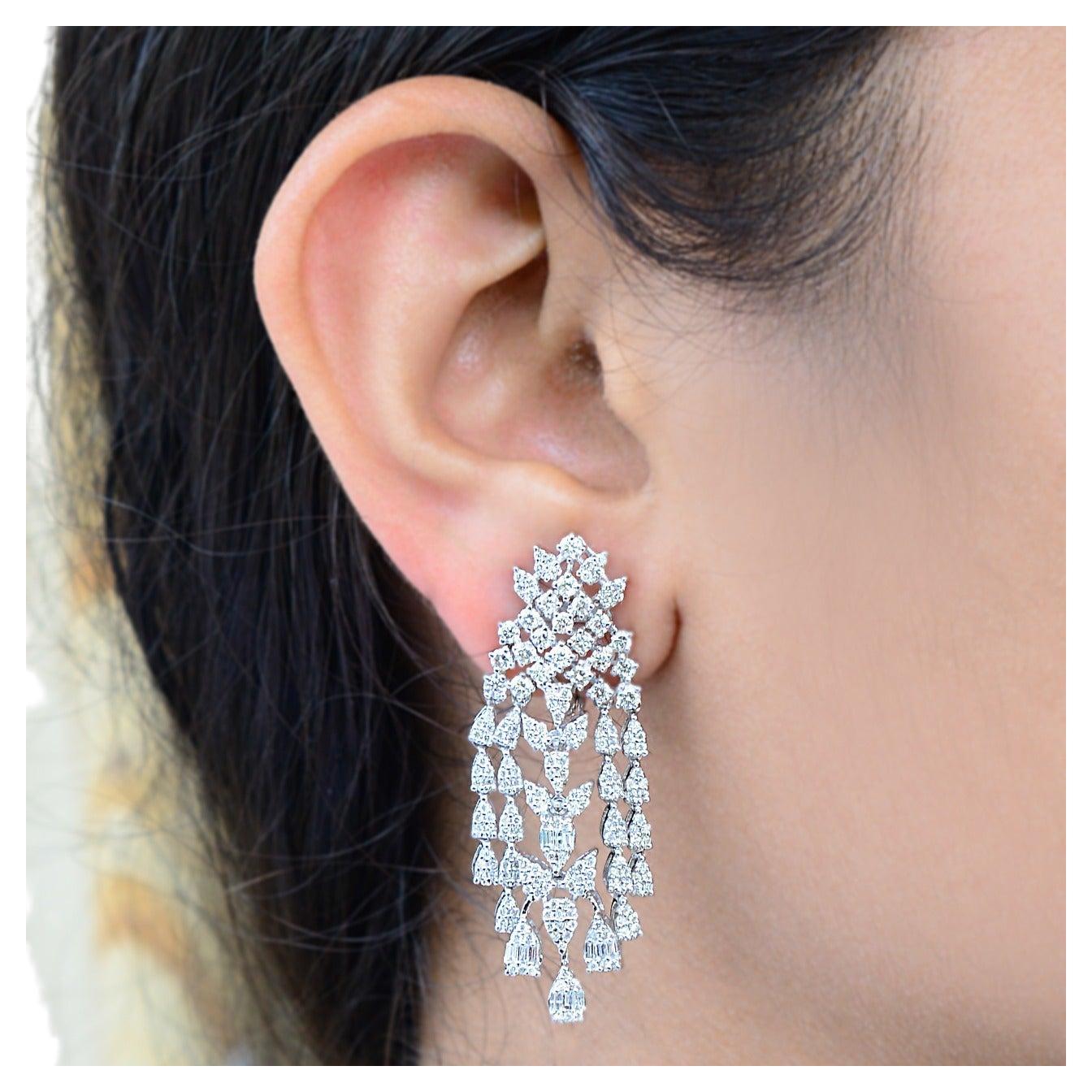 Item Code:- CN-40359
Gross Weight:- 18.71 gm
18k Solid White Gold Weight:- 17.99 gm
Natural Diamond Weight:- 3.60 ct. ( AVERAGE DIAMOND CLARITY SI1-SI2 & COLOR H-I )
Earrings Size:- 46 x 15 mm approx.

✦ Sizing
.....................
We can adjust