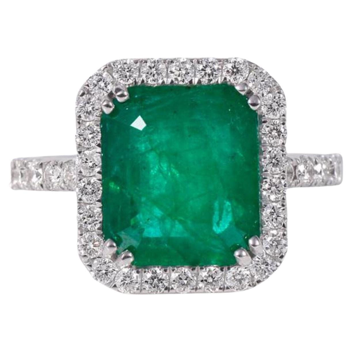 Customizable 18K Gold Emerald Engagement Ring, Antique Emerald Wedding