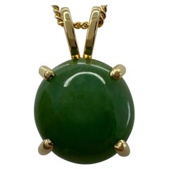Zertifizierter 3,70 Karat Jadeit A-Grade Jade Fein Grüner unbehandelter 18k Gold Anhänger