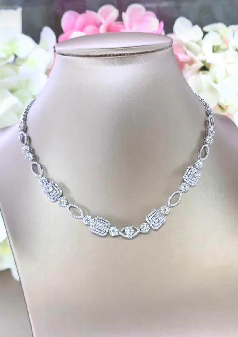 Mixed Cut Certified 3.75 Carat Diamonds 18K Gold Necklace For Sale