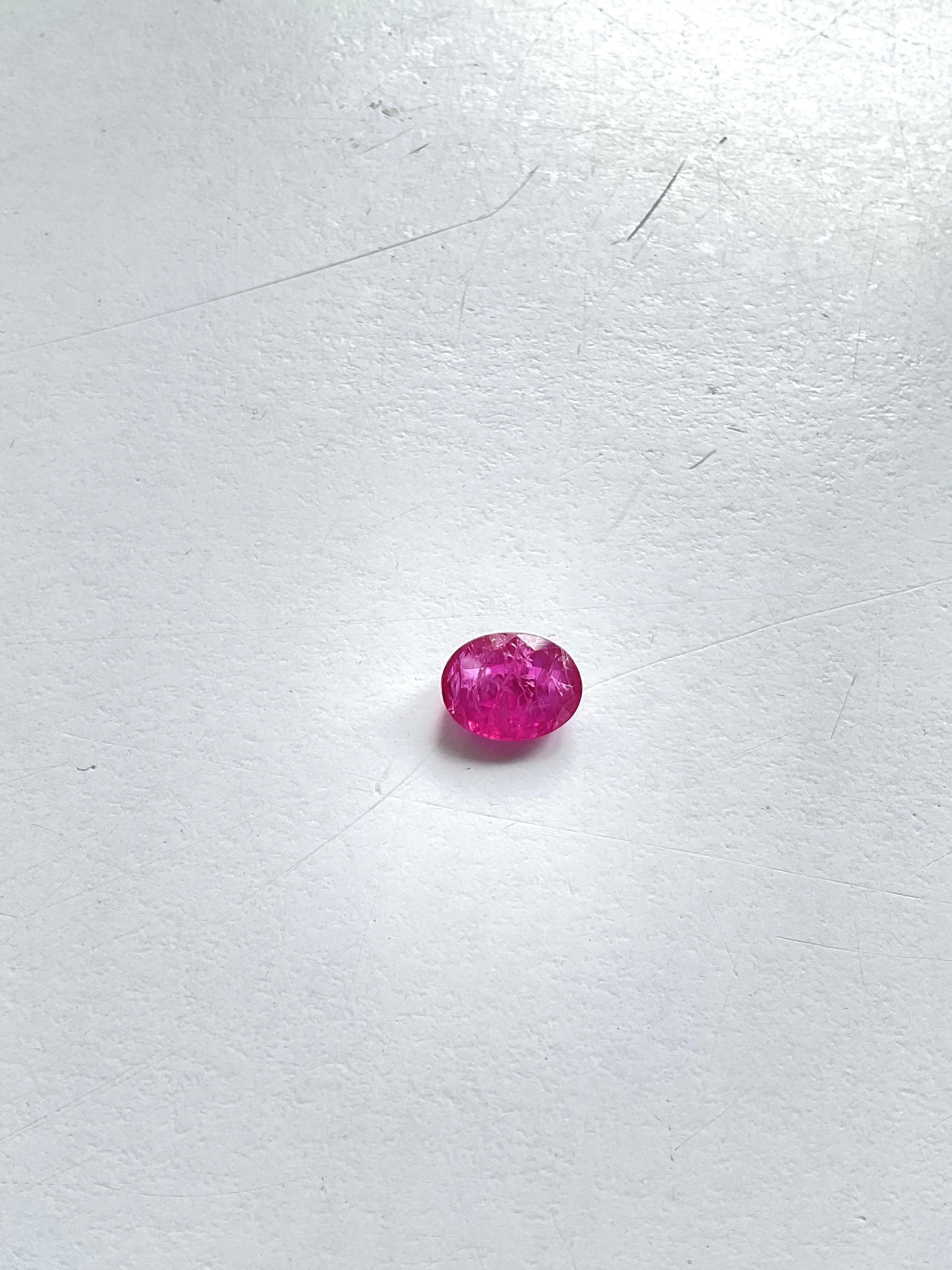Certified 3.75 Carats Mozambique Ruby Oval Faceted Cutstone No Heat Natural Gem For Sale 4