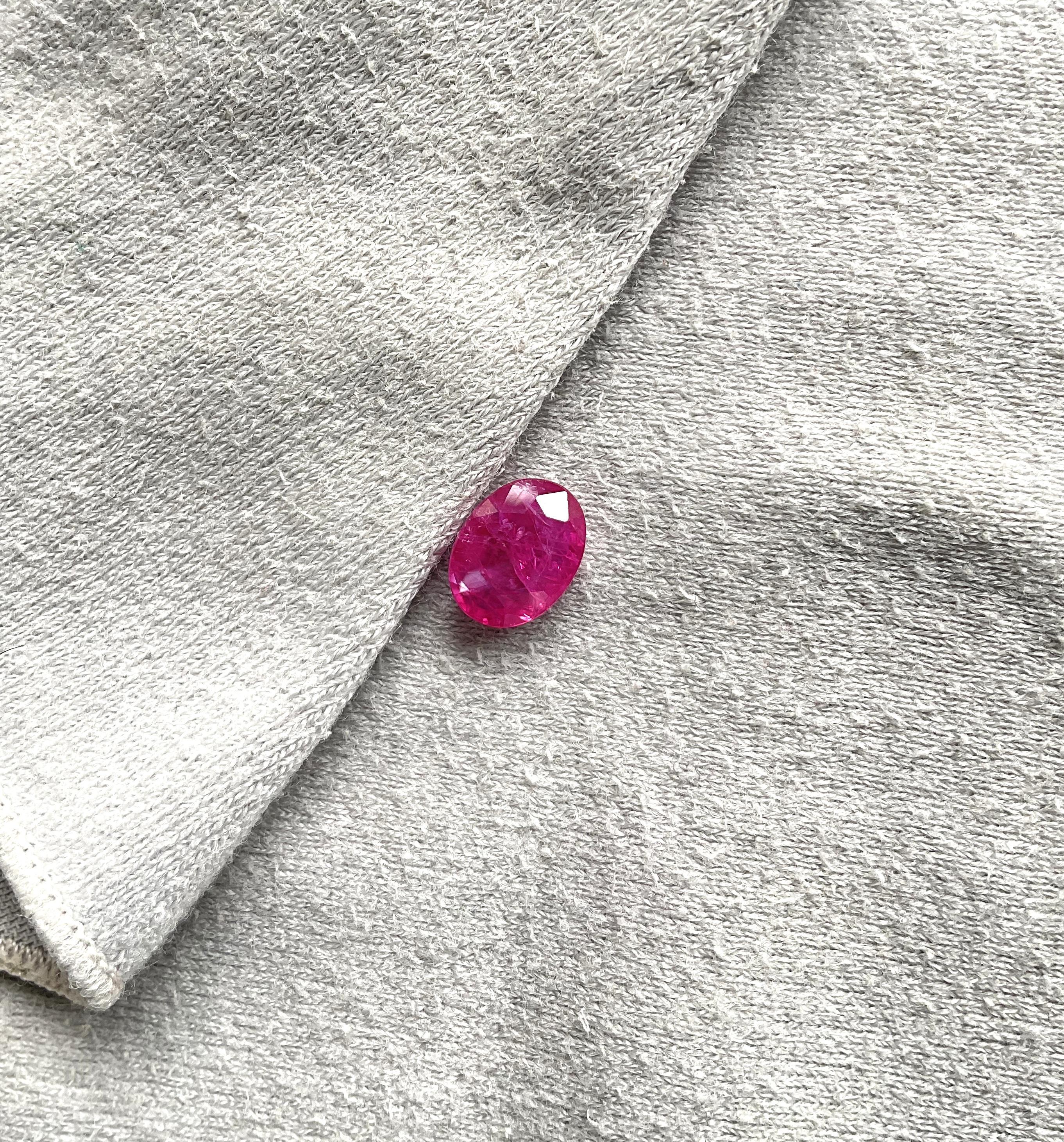 Art Deco Certified 3.75 Carats Mozambique Ruby Oval Faceted Cutstone No Heat Natural Gem For Sale
