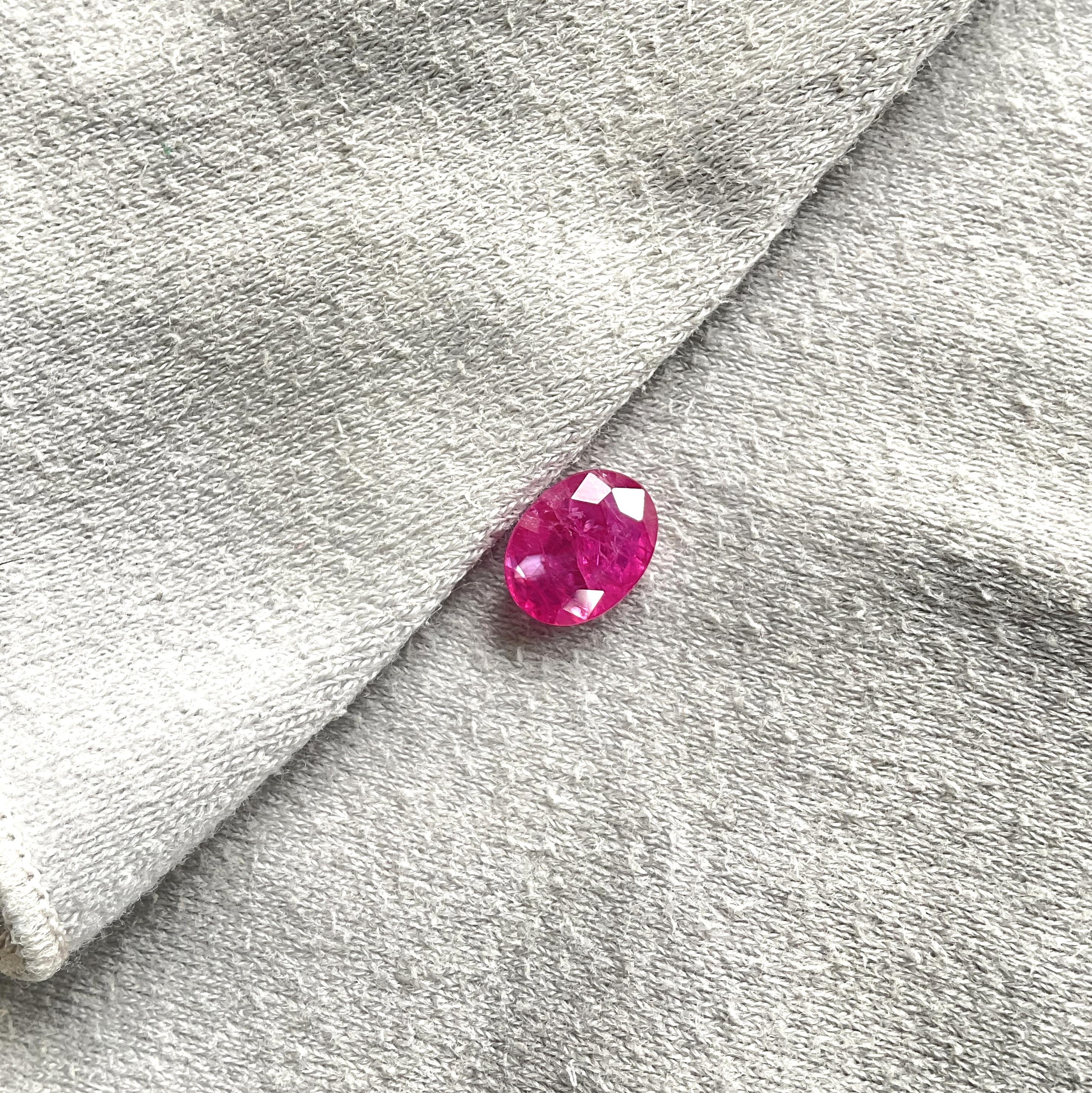 Oval Cut Certified 3.75 Carats Mozambique Ruby Oval Faceted Cutstone No Heat Natural Gem For Sale