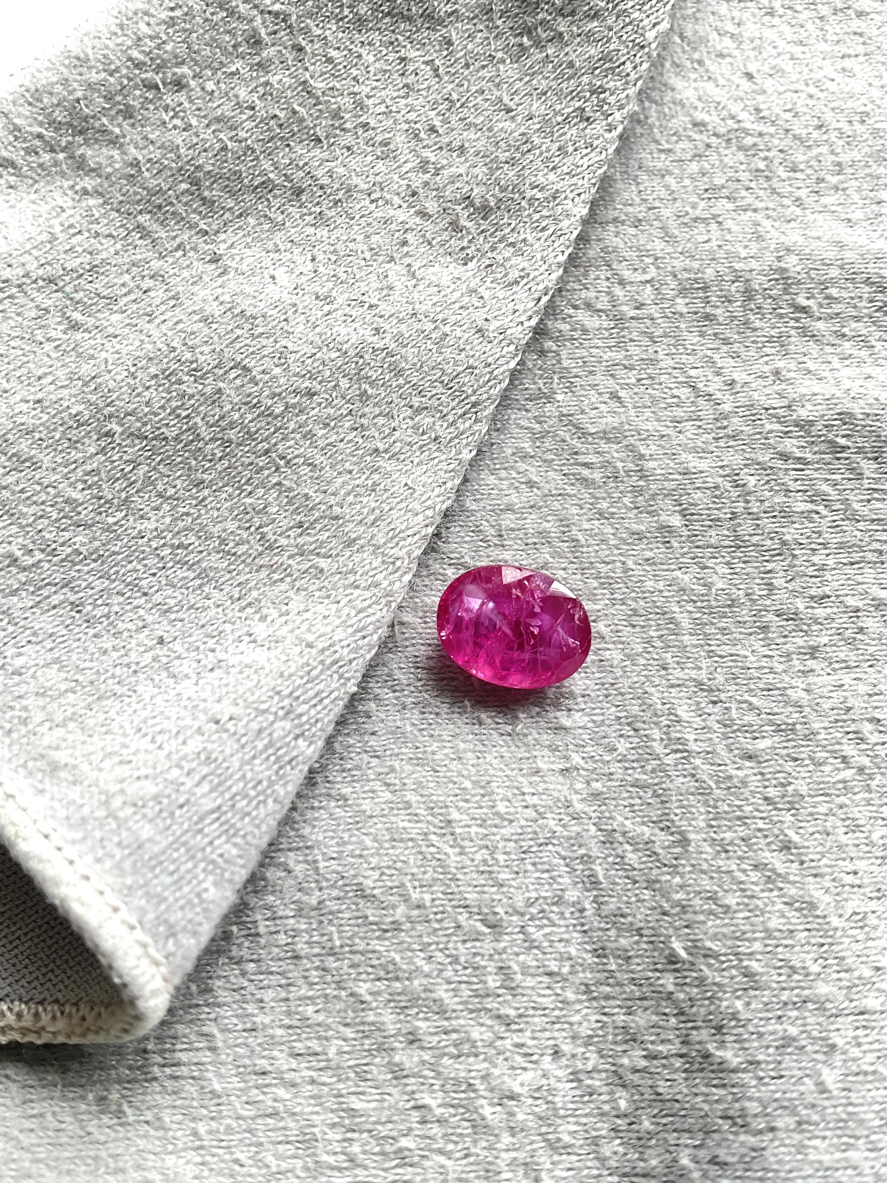 Women's or Men's Certified 3.75 Carats Mozambique Ruby Oval Faceted Cutstone No Heat Natural Gem For Sale