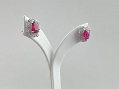 Certified 3.76 Carat Mozambique Ruby and Diamond Studs in 18K White Gold