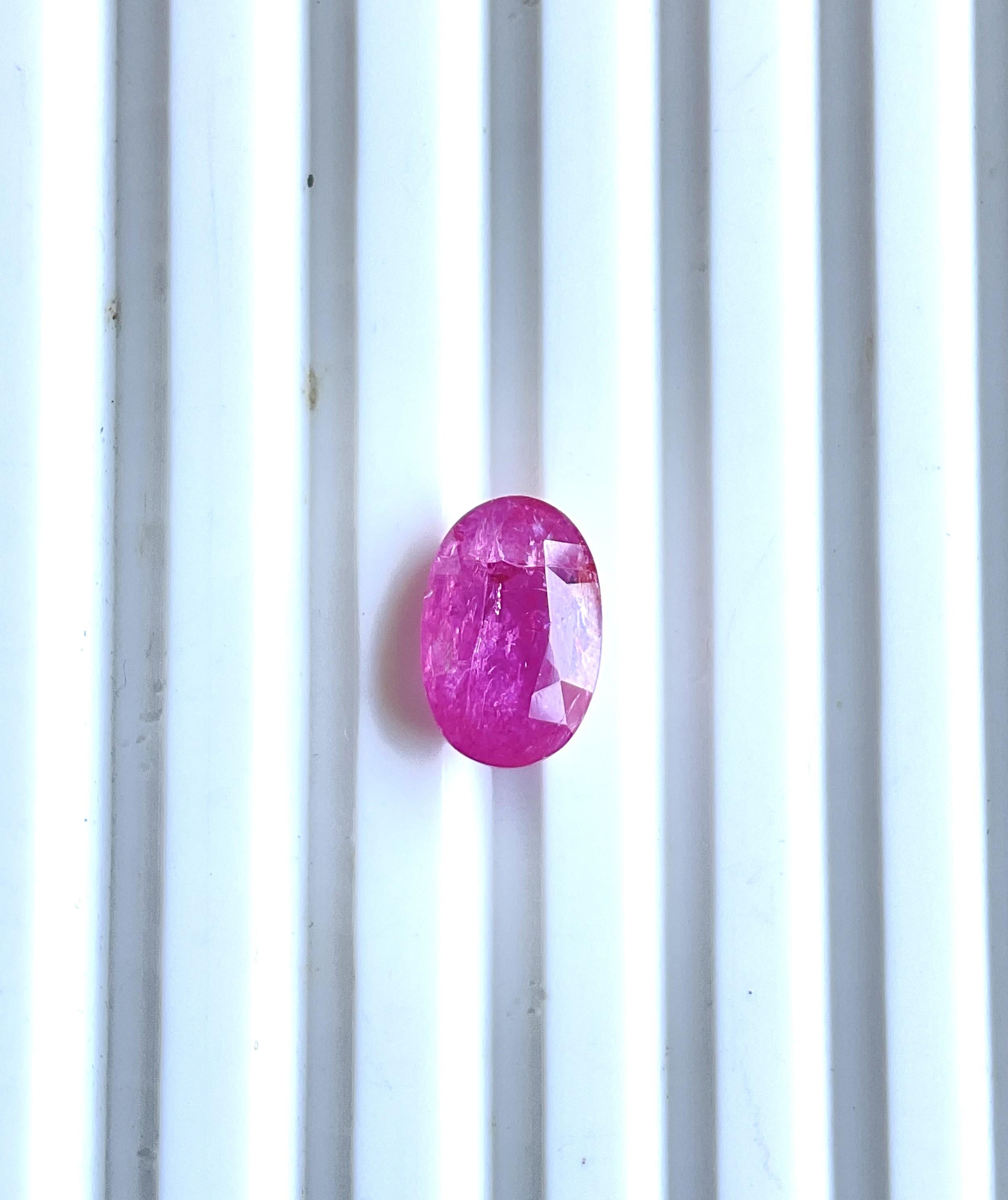 Certified 3.76 Carats Mozambique Ruby Oval Faceted Cut stone No Heat Natural 4