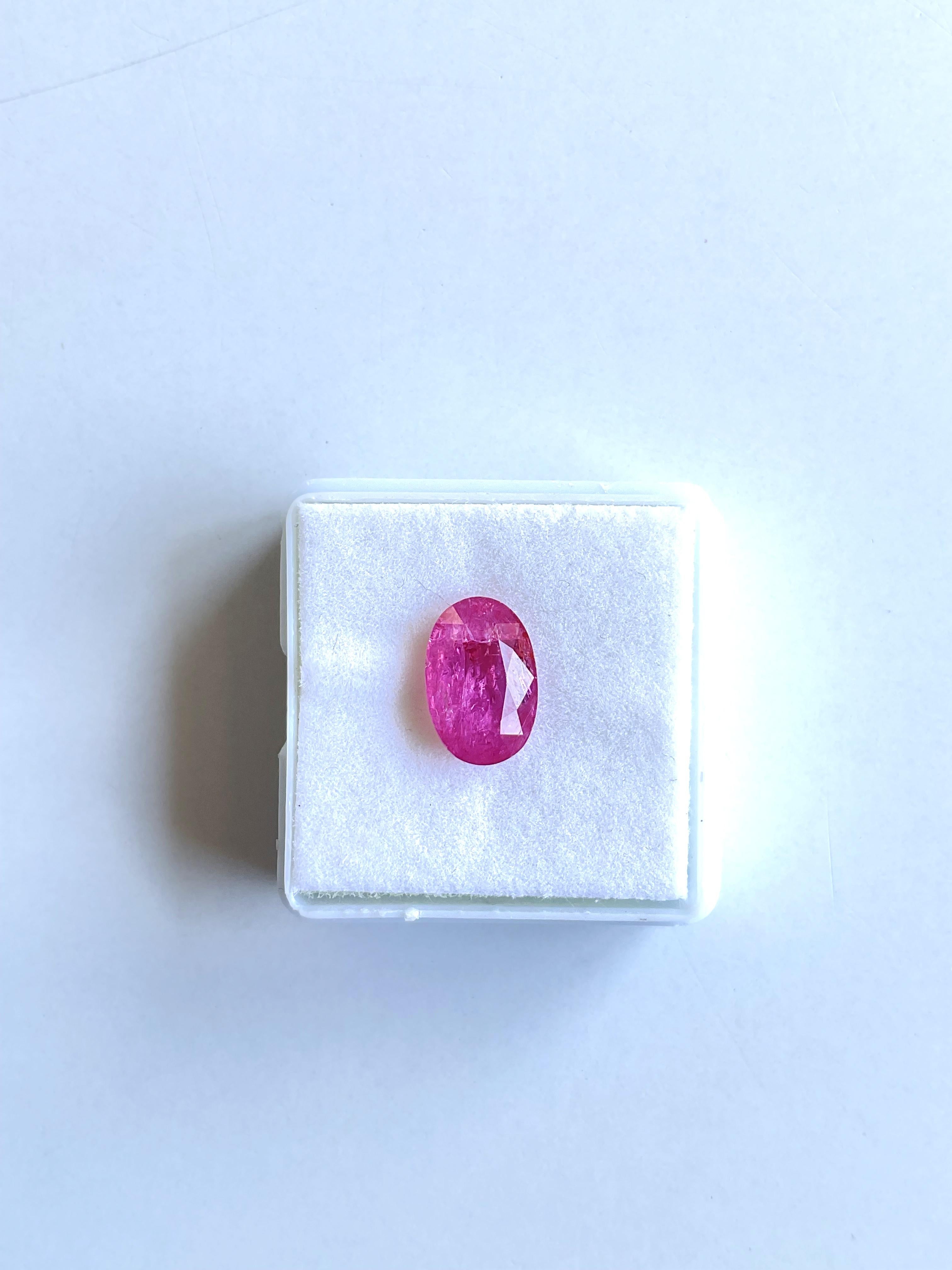 Certified 3.76 Carats Mozambique Ruby Oval Faceted Cut stone No Heat Natural 6