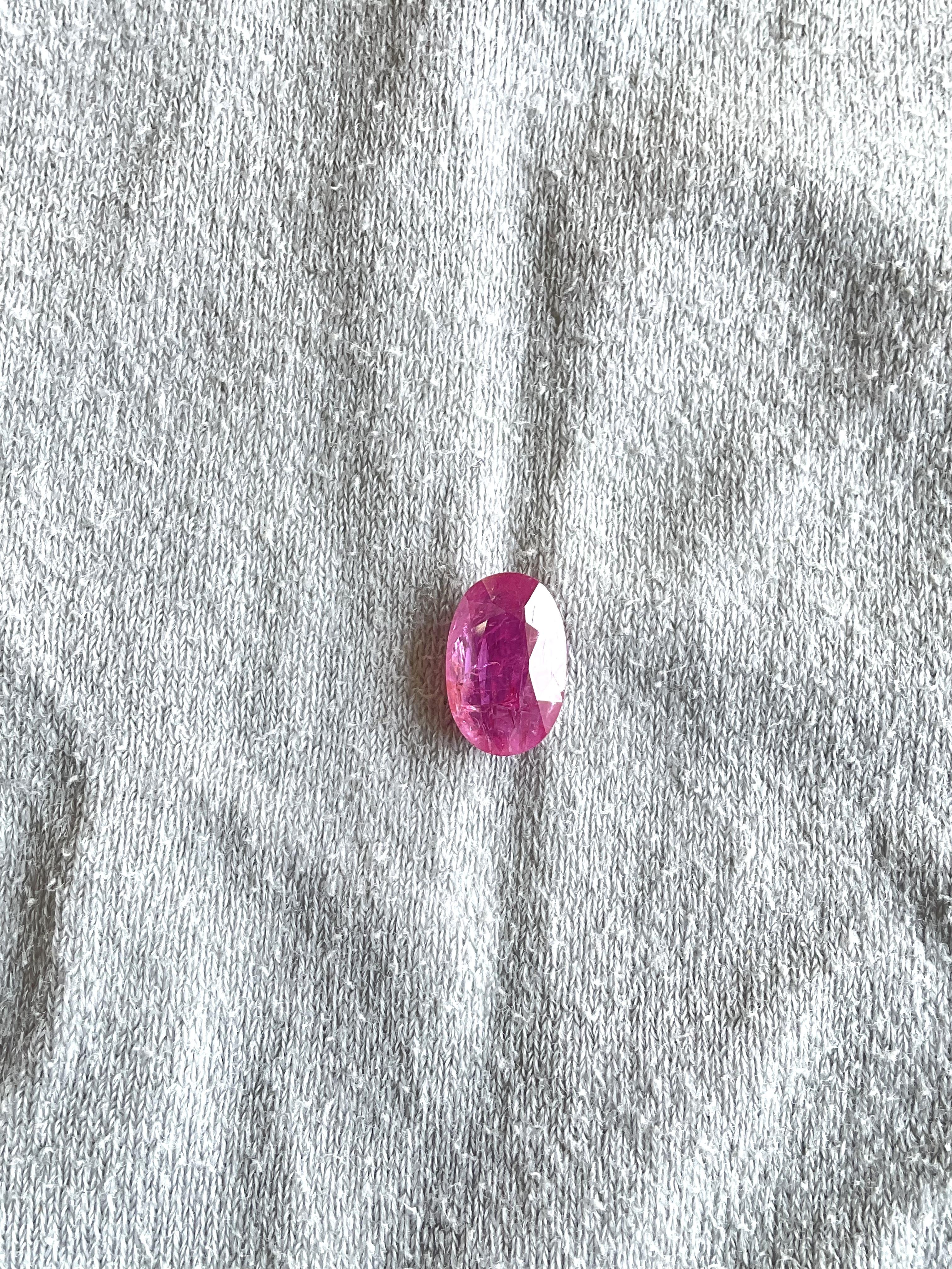 Art Deco Certified 3.76 Carats Mozambique Ruby Oval Faceted Cut stone No Heat Natural