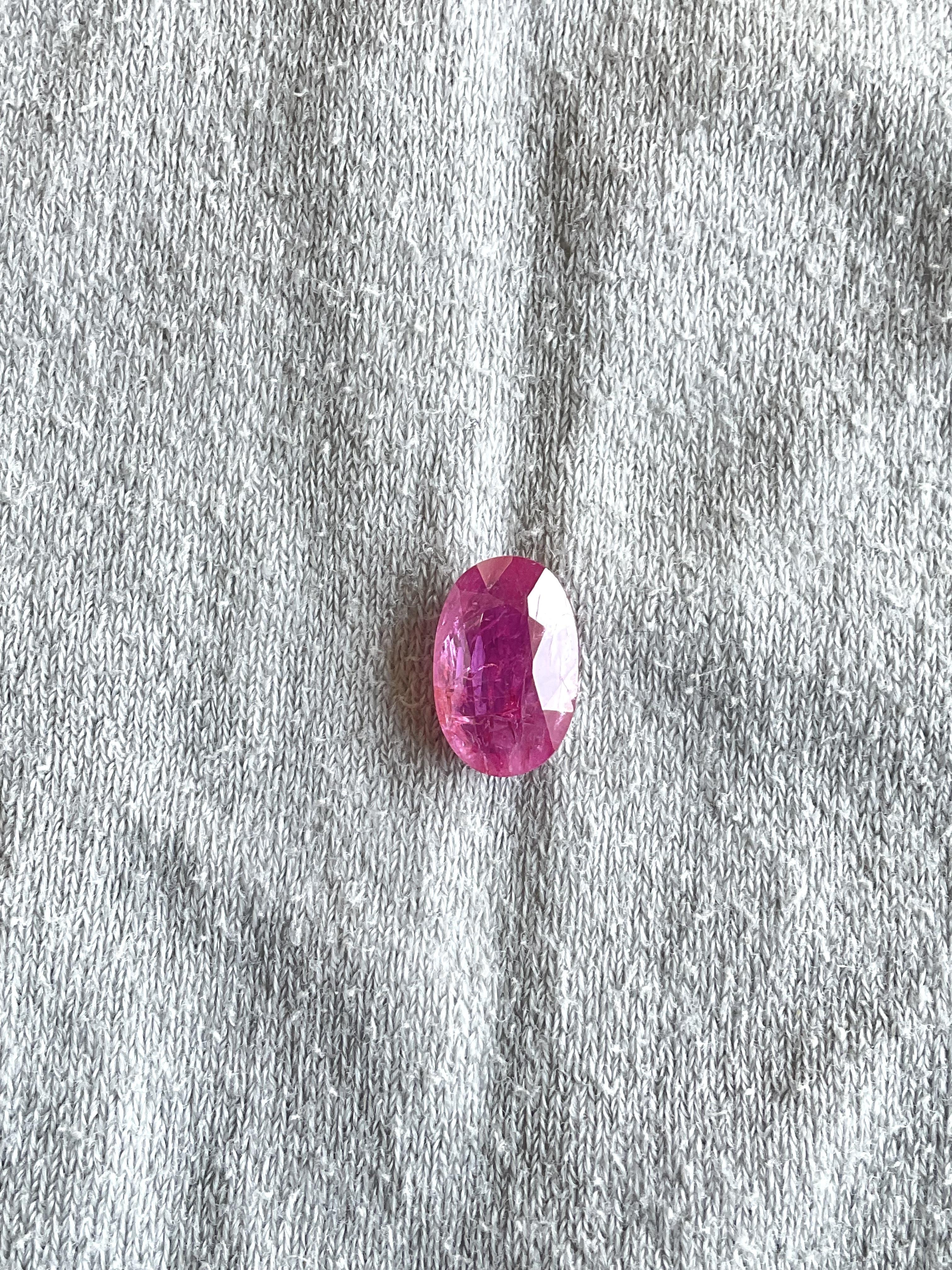 Oval Cut Certified 3.76 Carats Mozambique Ruby Oval Faceted Cut stone No Heat Natural