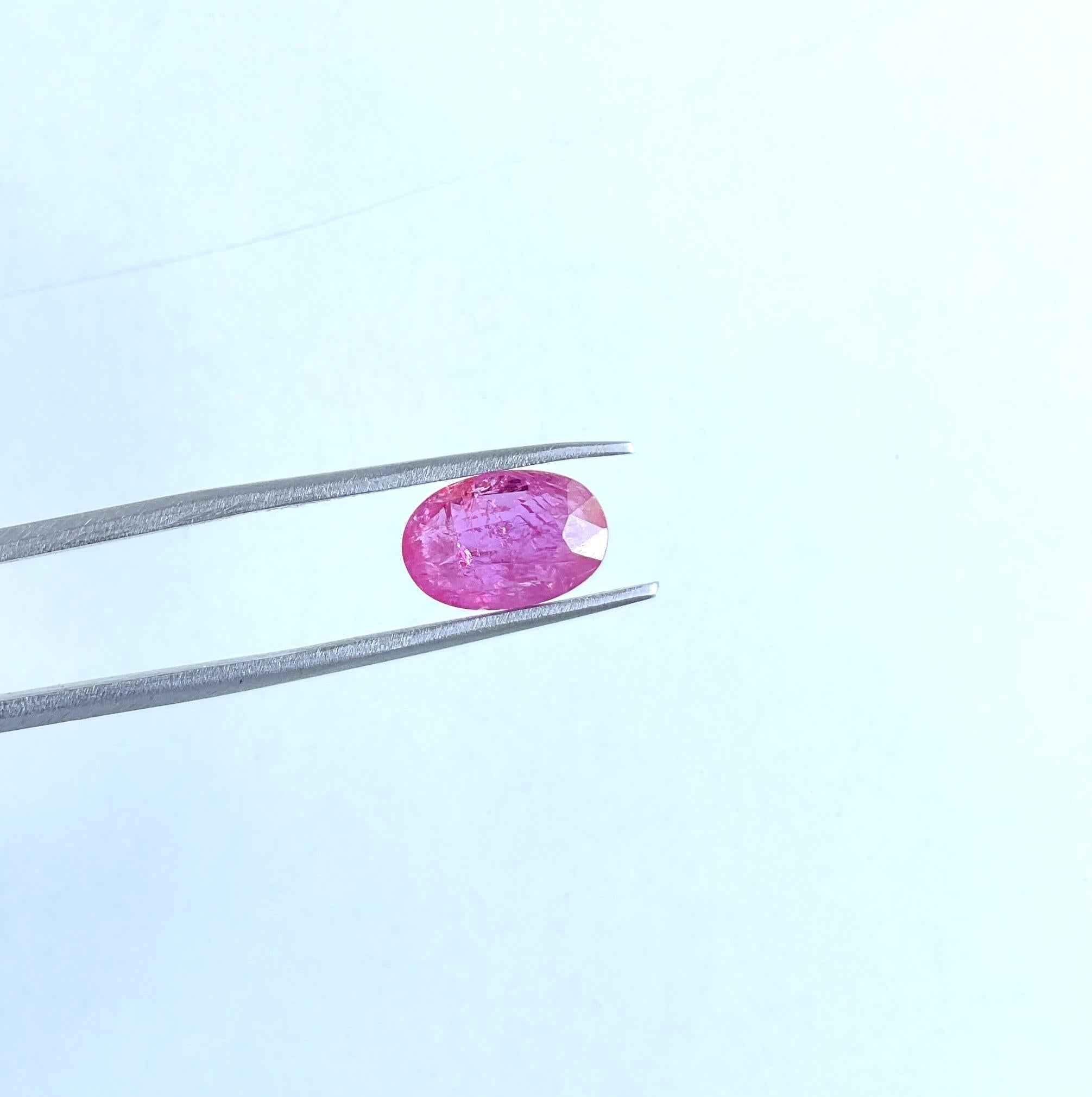 Women's or Men's Certified 3.76 Carats Mozambique Ruby Oval Faceted Cut stone No Heat Natural