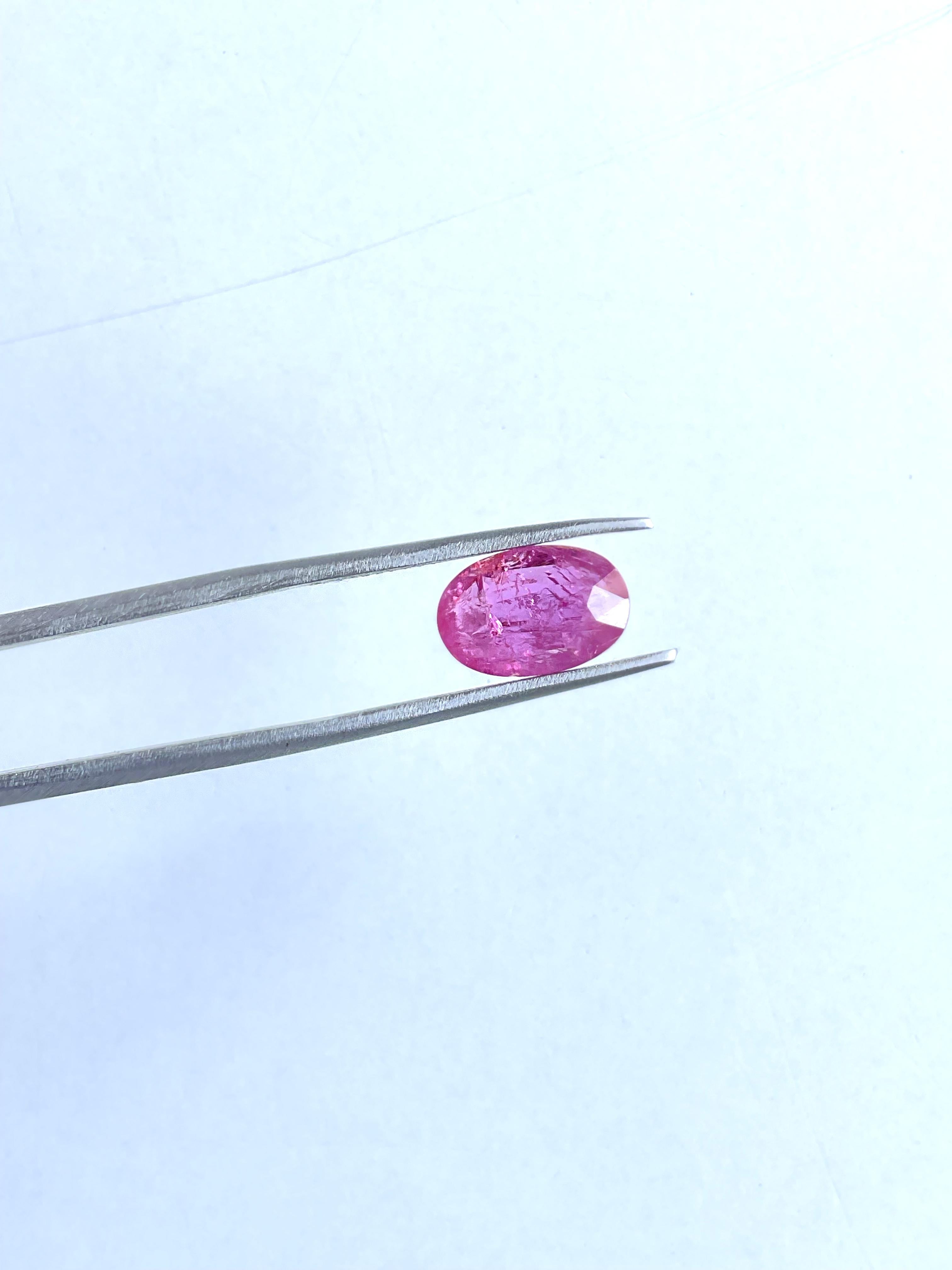 Certified 3.76 Carats Mozambique Ruby Oval Faceted Cut stone No Heat Natural 1