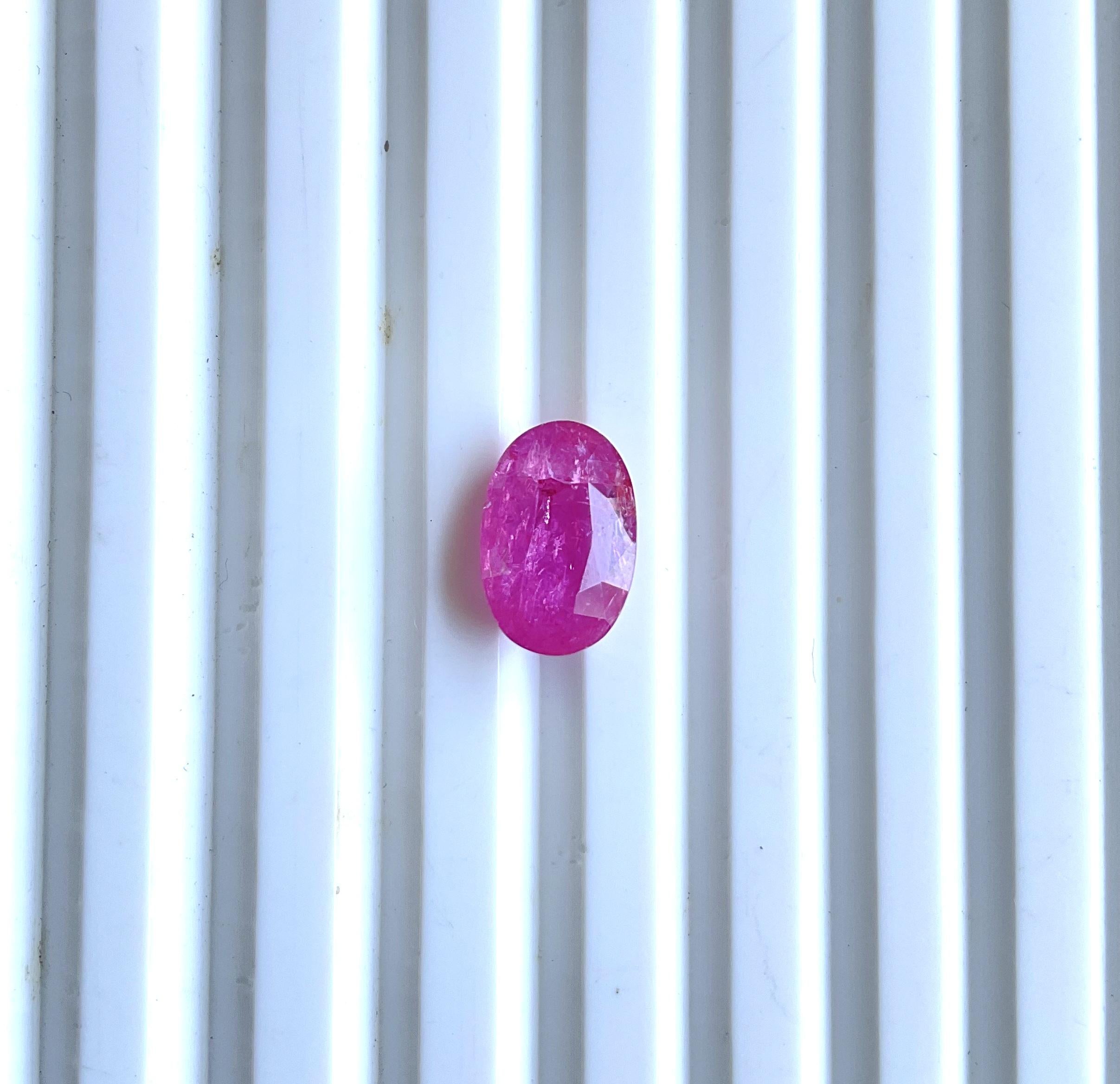 Certified 3.76 Carats Mozambique Ruby Oval Faceted Cut stone No Heat Natural 2