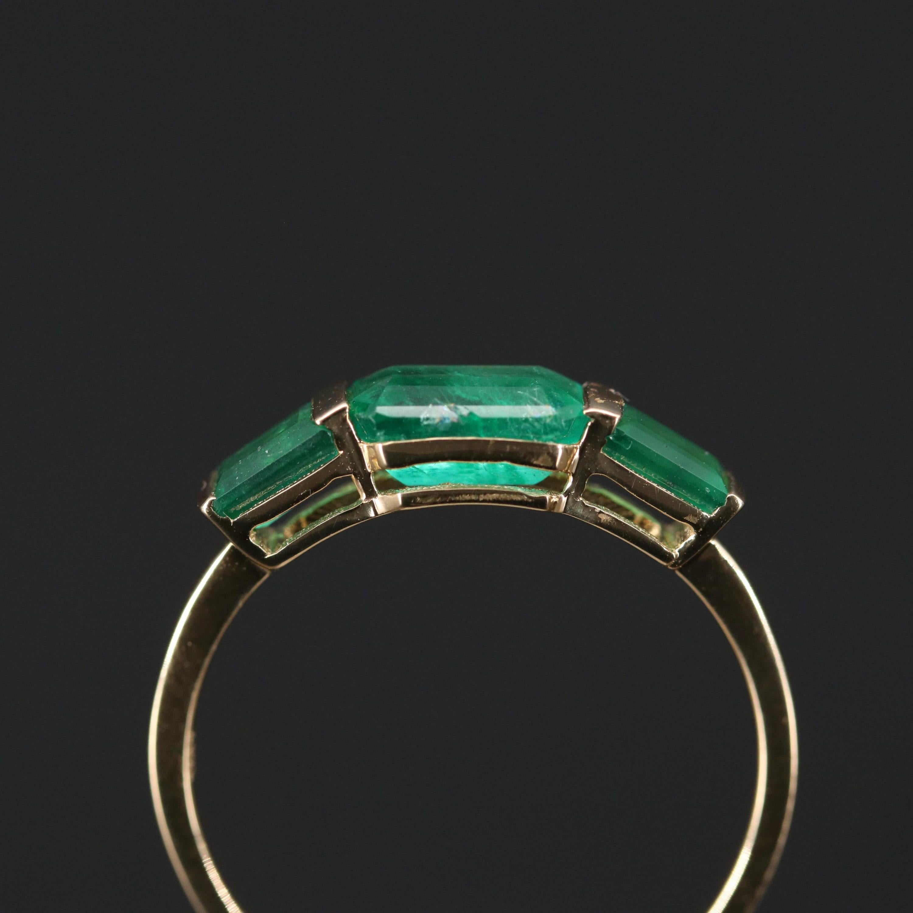 For Sale:  18K Gold 3 CT Natural Emerald Art Deco Style Engagement Ring, Fashion Band Rings 5