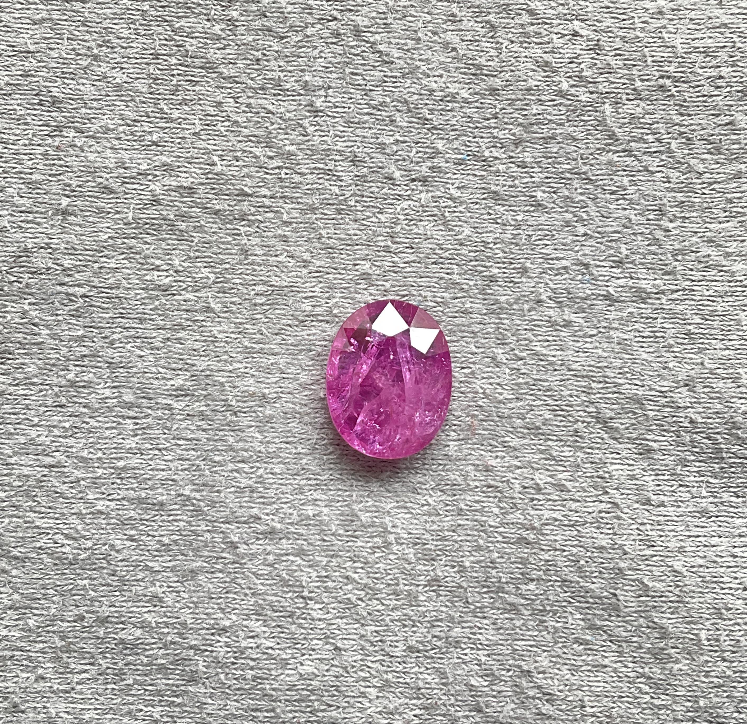 Art Deco Certified 3.82 Carats Mozambique Ruby Oval Faceted Cut stone No Heat Natural Gem For Sale