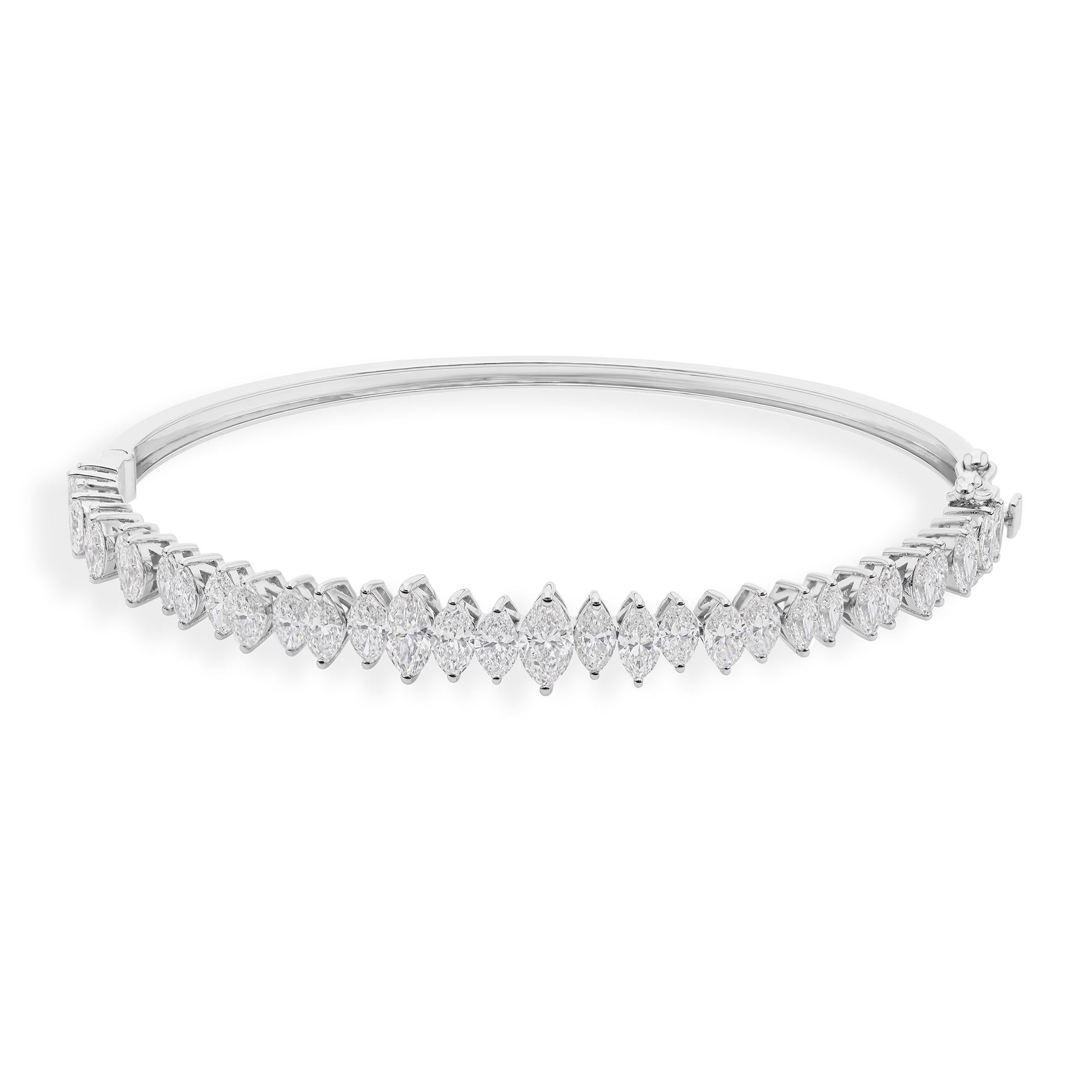 Bracciale Bangle con diamanti certificati da 3,85 carati SI/H in oro bianco massiccio 18 ct. in vendita 2
