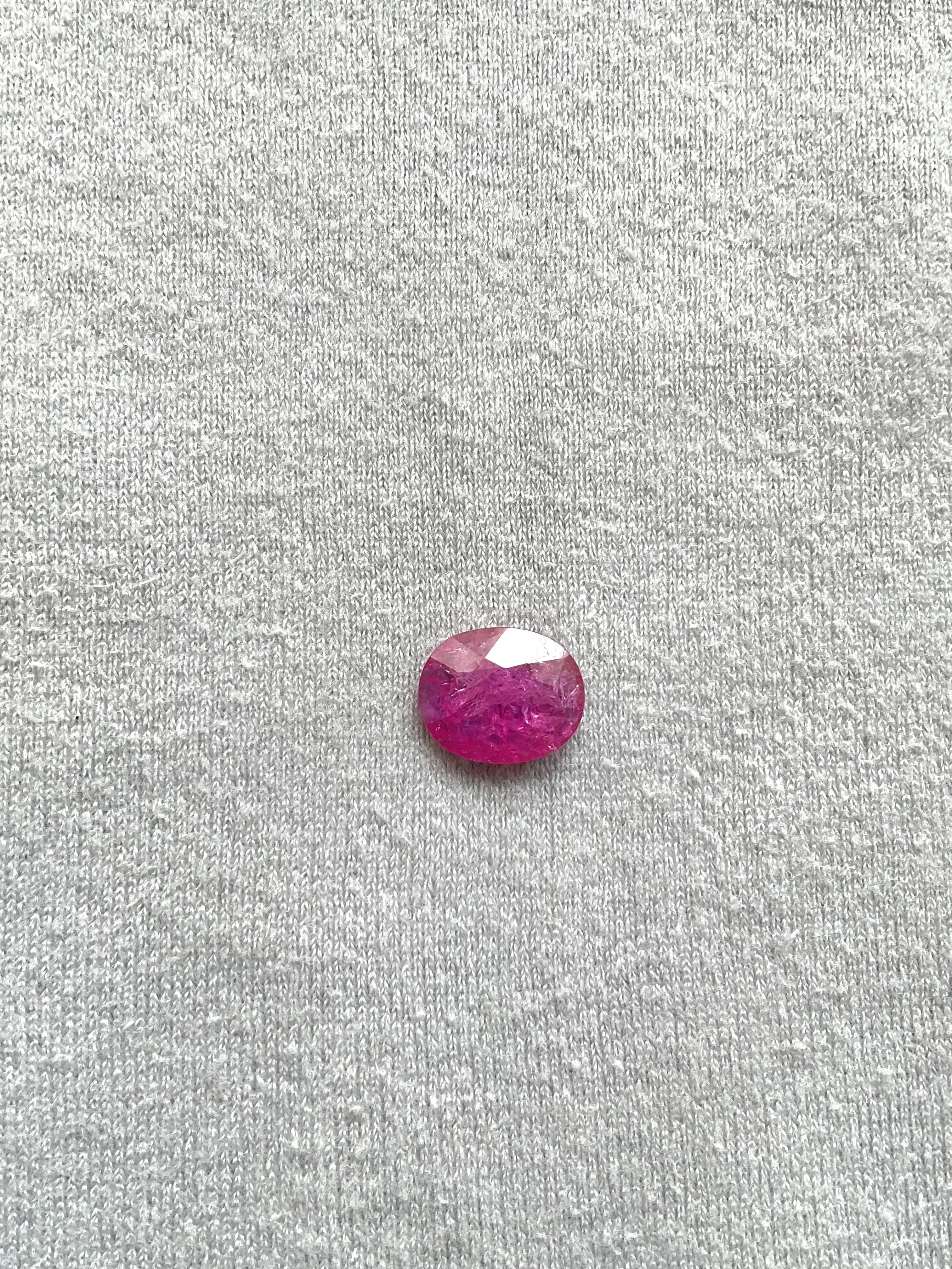 Art Deco Certified 3.89 Carats Mozambique Ruby Oval Faceted Cut stone No Heat Natural Gem For Sale