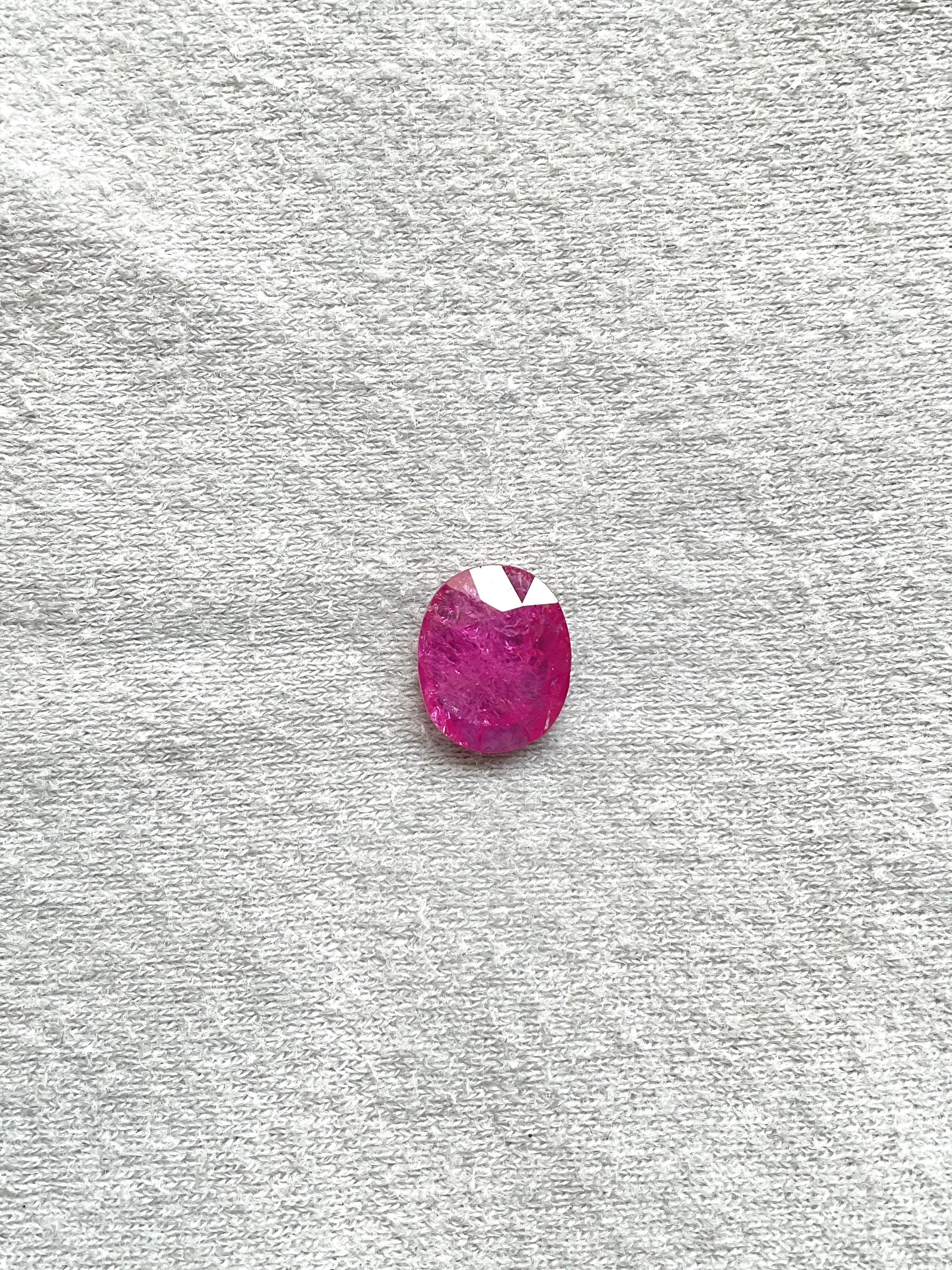 Oval Cut Certified 3.89 Carats Mozambique Ruby Oval Faceted Cut stone No Heat Natural Gem For Sale