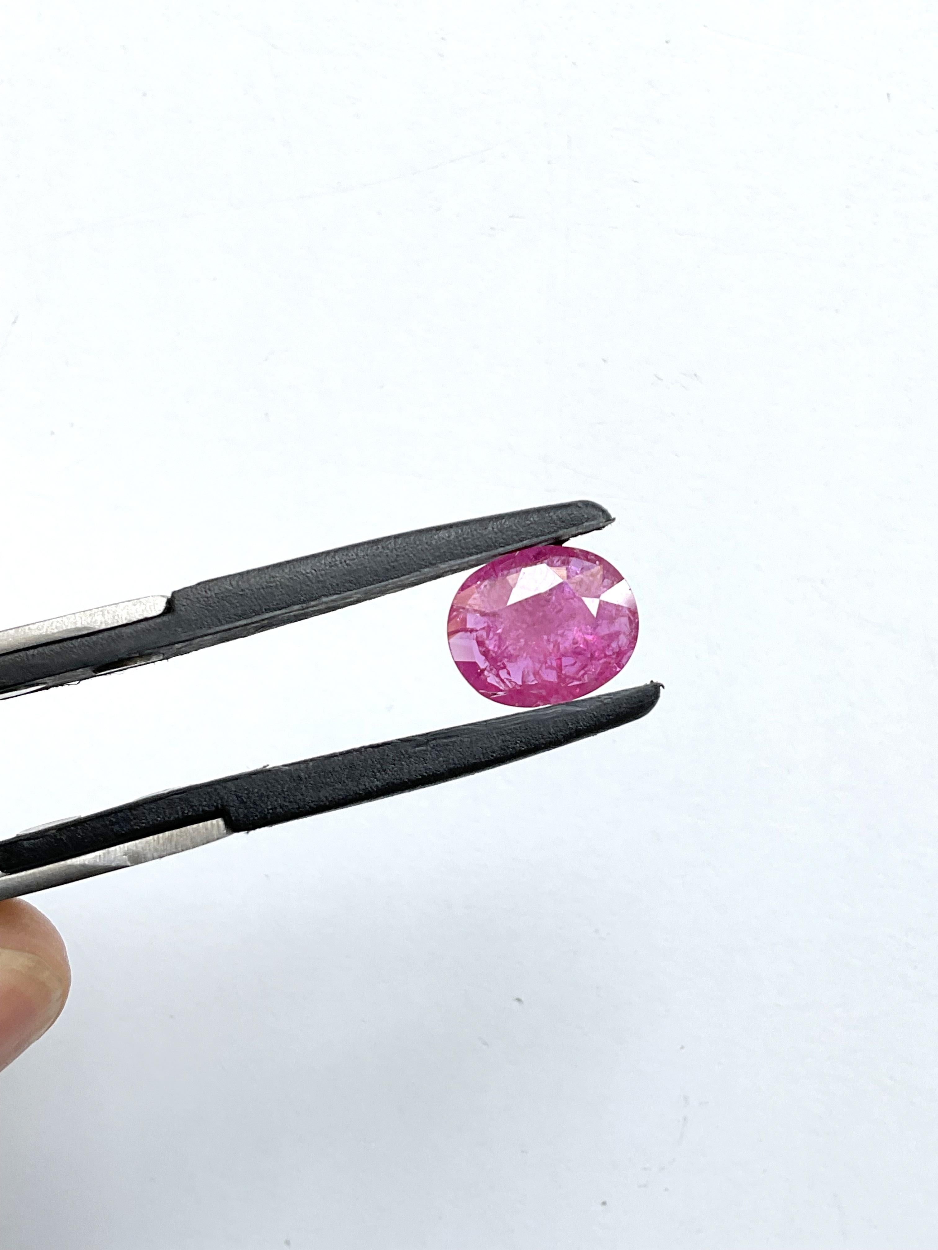 Certified 3.89 Carats Mozambique Ruby Oval Faceted Cut stone No Heat Natural Gem For Sale 2