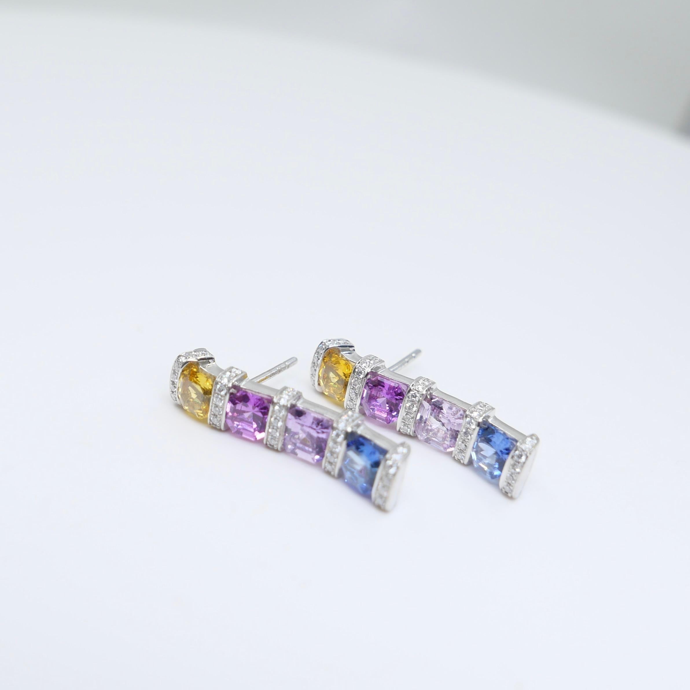 Zertifizierte Saphire im Asscher-Schliff & Diamant-Ohrringe. Lebendige Farben! 13