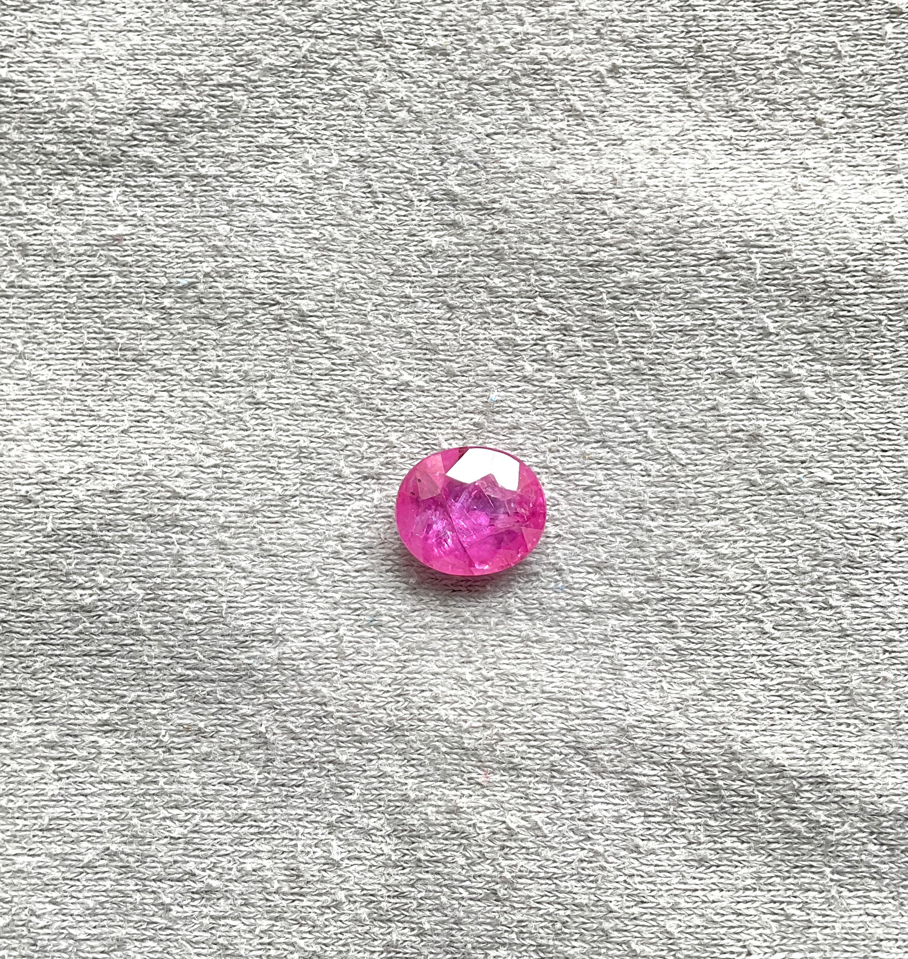Certified 3.94 Carats Mozambique Ruby Oval Faceted Cut stone No Heat Natural Gem For Sale 1