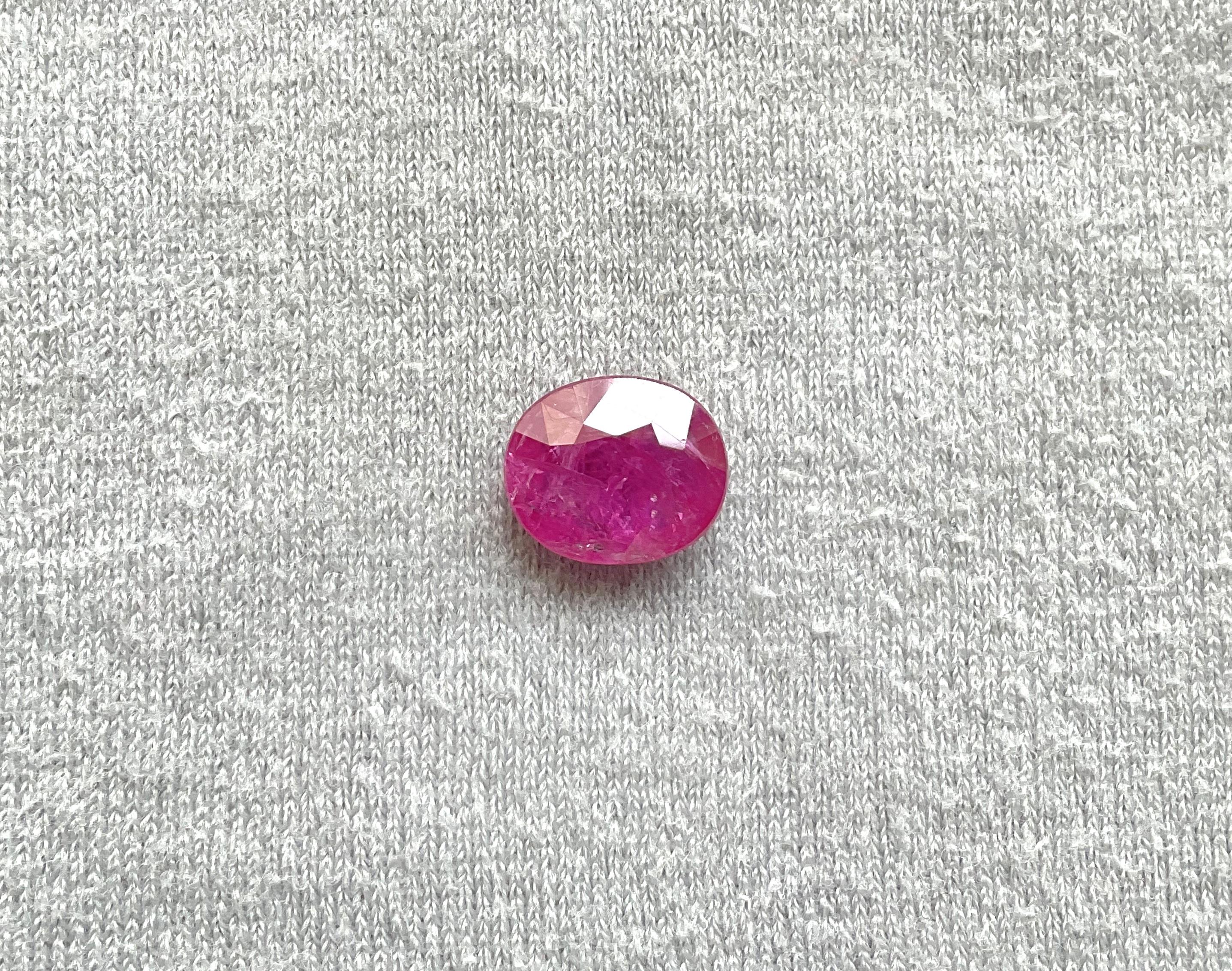 Art Deco Certified 3.95 Carats Mozambique Ruby Oval Faceted Cut stone No Heat Natural Gem