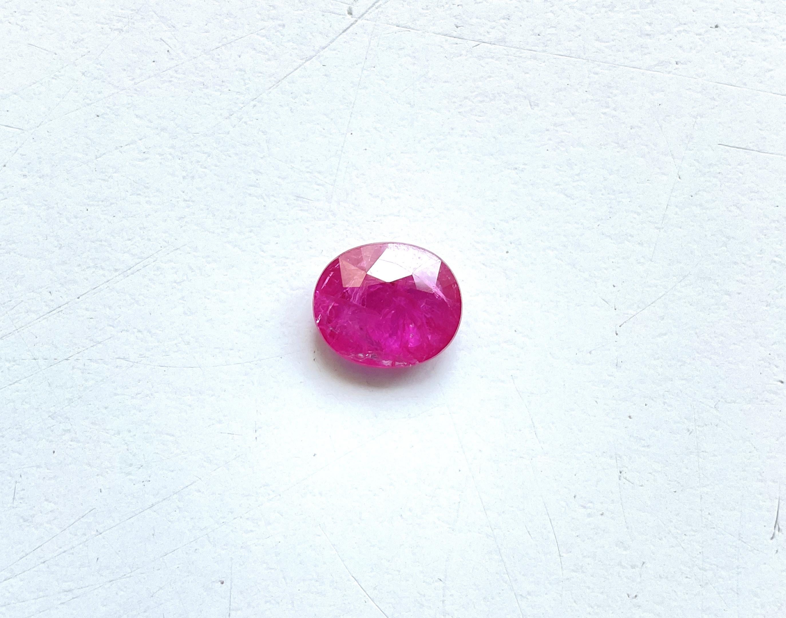 Certified 3.95 Carats Mozambique Ruby Oval Faceted Cut stone No Heat Natural Gem 1