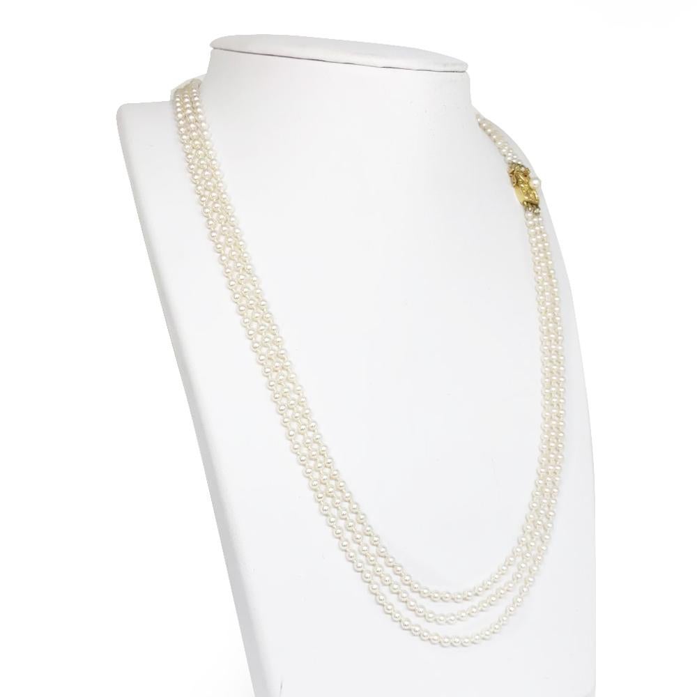 mikimoto 3 strand pearl necklace