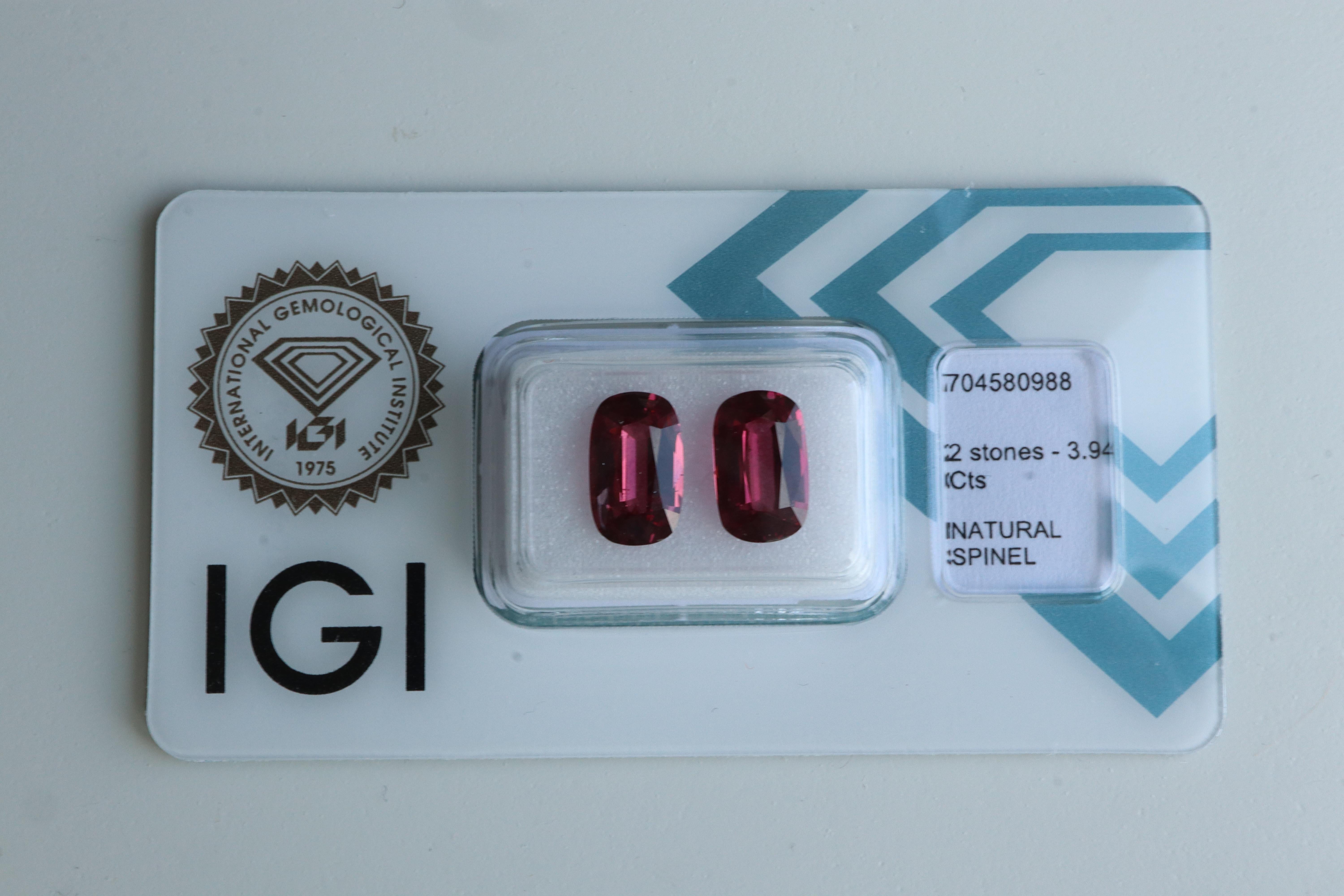 Pareja de espinelas Rojo Rosado de 3,95 ct, espinelas de primera calidad, talladas con precisión en venta 4