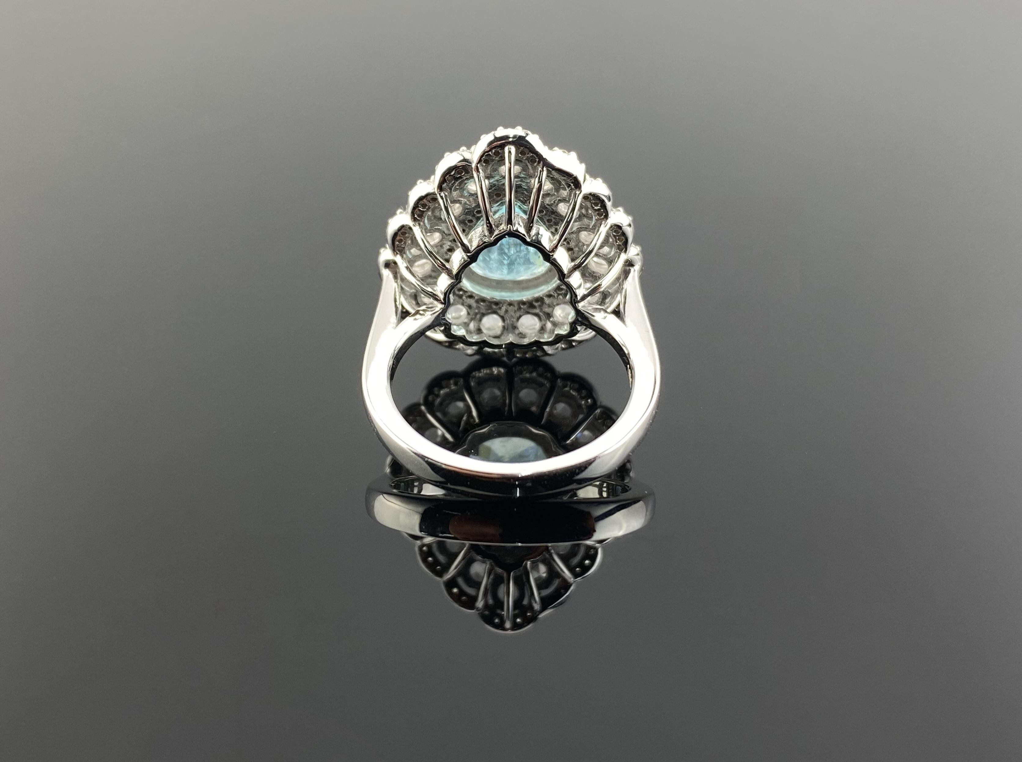 Certified 3.96 Carat Paraiba and Diamond Cocktail Engagement Ring In New Condition For Sale In Bangkok, Thailand