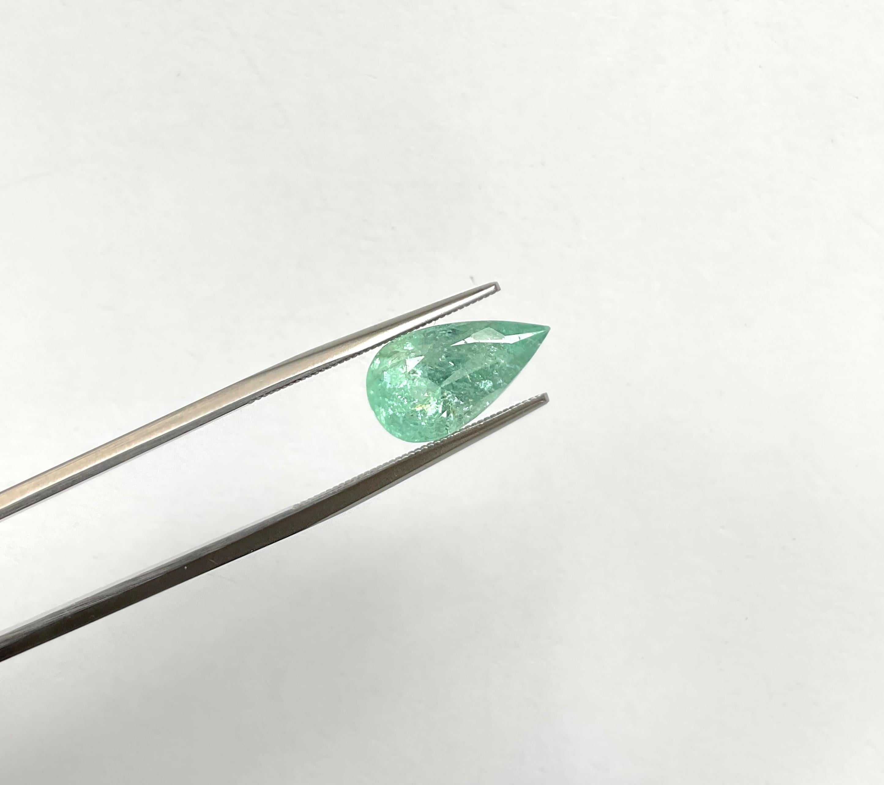 Oval Cut Certified 3.99 Carats Green Paraiba Tourmaline Pear Cut Stone for Fine Jewelry For Sale