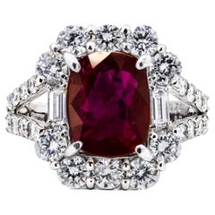 Certified 3ct No Heat Ruby Ring