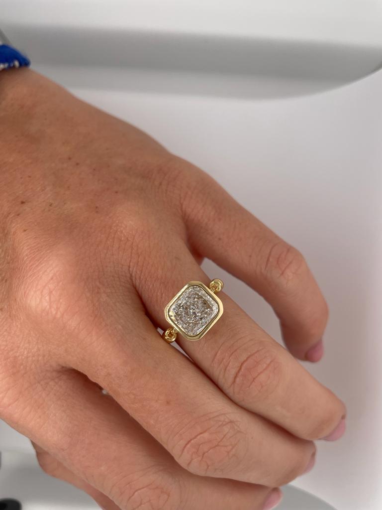 1ct CushionCut Diamond Engagement Ring bezel set in 18ct yellow gold 5