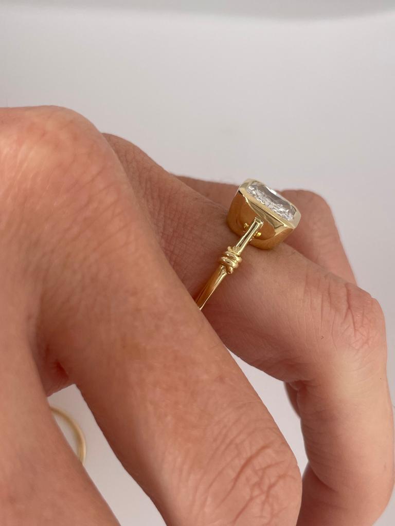 Artist Certified 3ct Cut Diamond Engagement Ring bezel set in 18ct yellow gold 