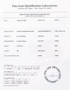 CERTIFICADO 4, 531 Cts Esmeralda Colombiana Escultura Tallada De una Figura De Caballo