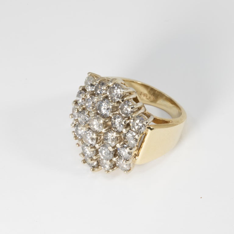 Certified 4 Carat 24 Count Diamond Statement Ring in 14 Karat Yellow