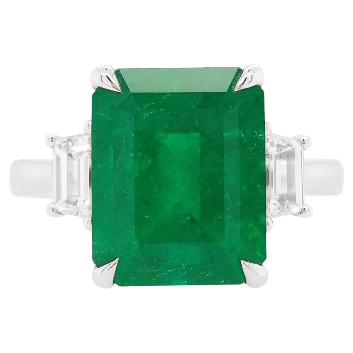 Anello con smeraldo colombiano certificato da 4 carati e diamante bianco naturale in oro 18 carati