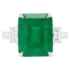Anello con smeraldo colombiano certificato da 4 carati e diamante bianco naturale in oro 18 carati