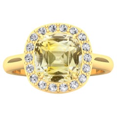Certified 4 Carat Yellow Sapphire & Diamond Halo Ring 'Natural & Untreated'