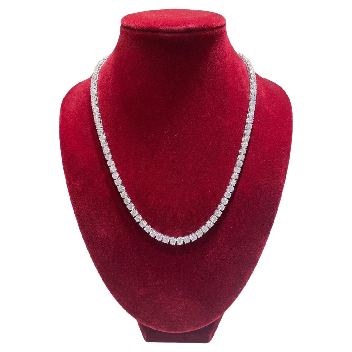 Collier de tennis en or blanc 18 carats, diamant certifié 40 carats H-VS2